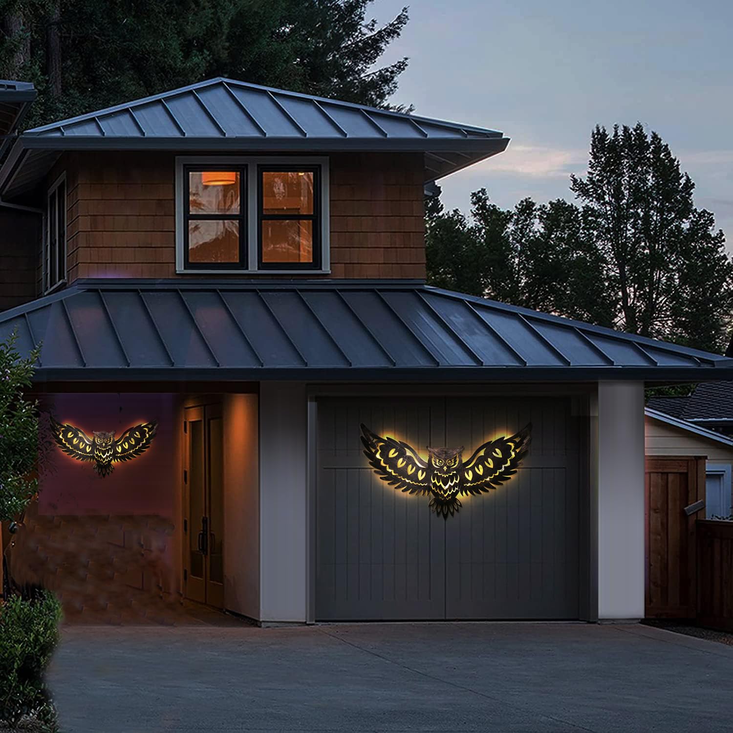 Diinor Solar Outdoor Wall Decor Lights Owl Hanging Solar Lights Outdoor Metal Solar Garden Lights Porch Patio Yard Decorative Large 23.62Inch Warm White