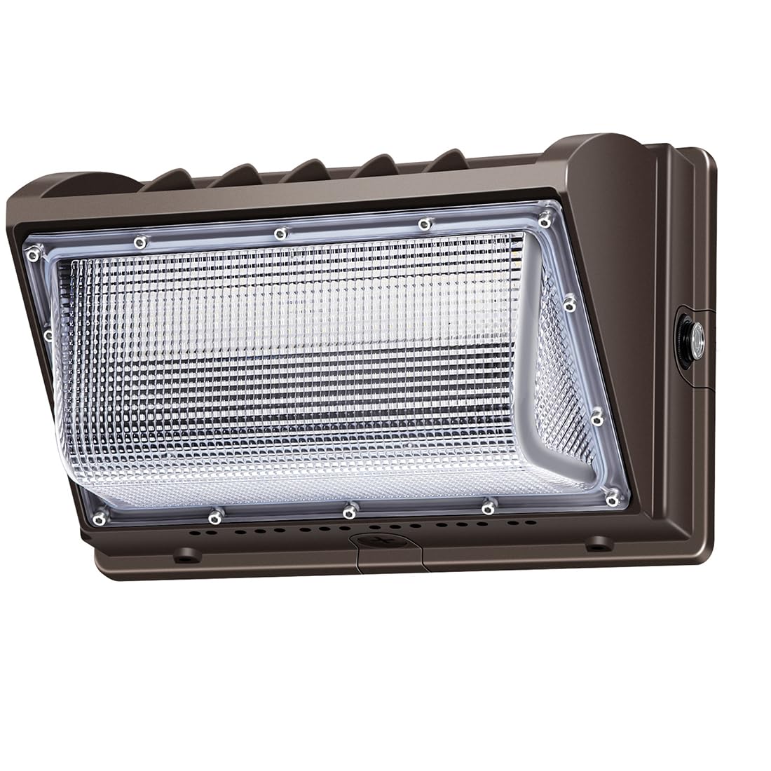 LEDMO 150W LED Wall Pack Light Fixture, Waterproof, Photocell Dusk to Dawn, 5000K, Brown, Model 1803, 21000lm Output
