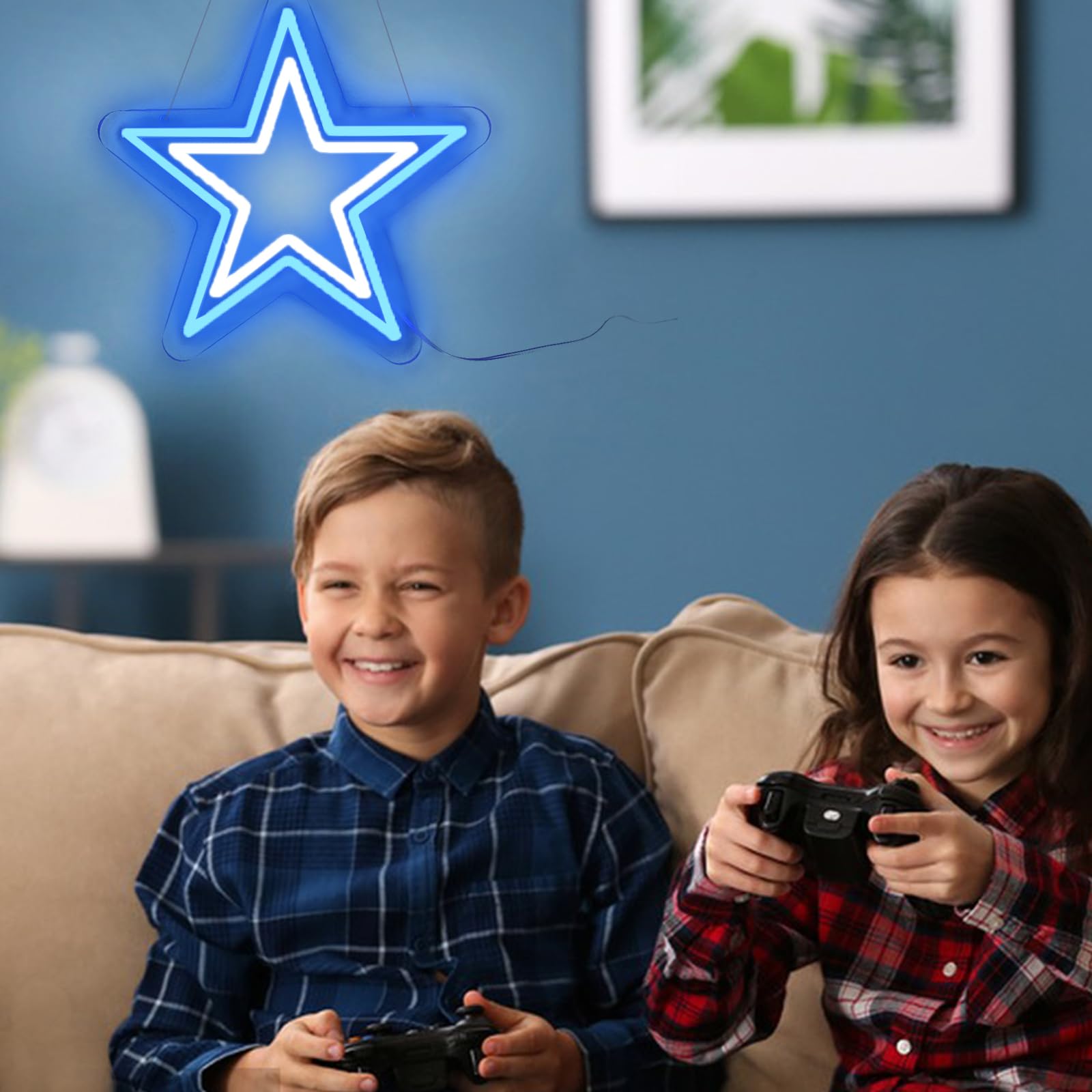 Zhujianqiang Dallas Cowboy Neon Sign LED Light, 12.8inx12in, Blue & White, Game Room Decor, Model ShinyLightz-Star