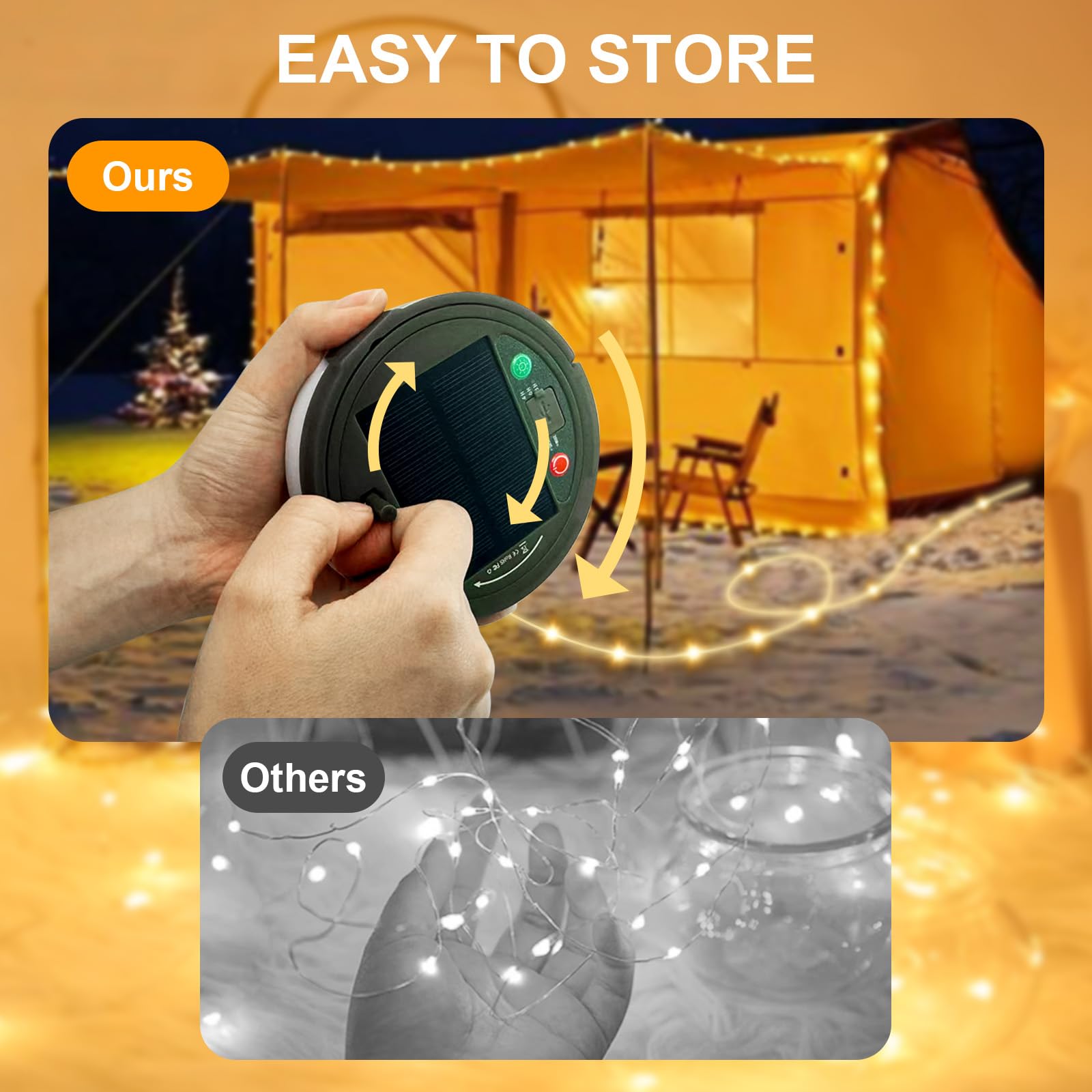 InkTrail Solar Camping String Lights 33FT LED 8 Light Modes Rechargeable 3000mAh Battery Green Model CSL000