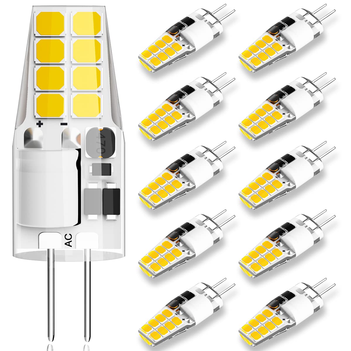 G4 Led Bulb 3W Equivalent To 20W-25W T3 Halogen Bulb, Ac/Dc 12V, Natural White 4000K, Jc Type G4 Bi-Pin Base Light Bulbs For Und