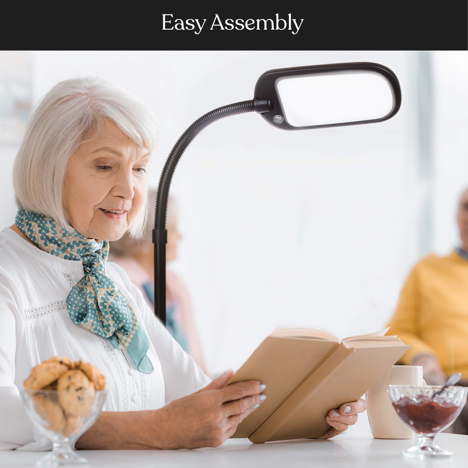 Brightech Litespan Slim LED Floor Lamp - Adjustable Gooseneck, Dimmable Reading Light for Living Rooms & Offices, Havanah Brown