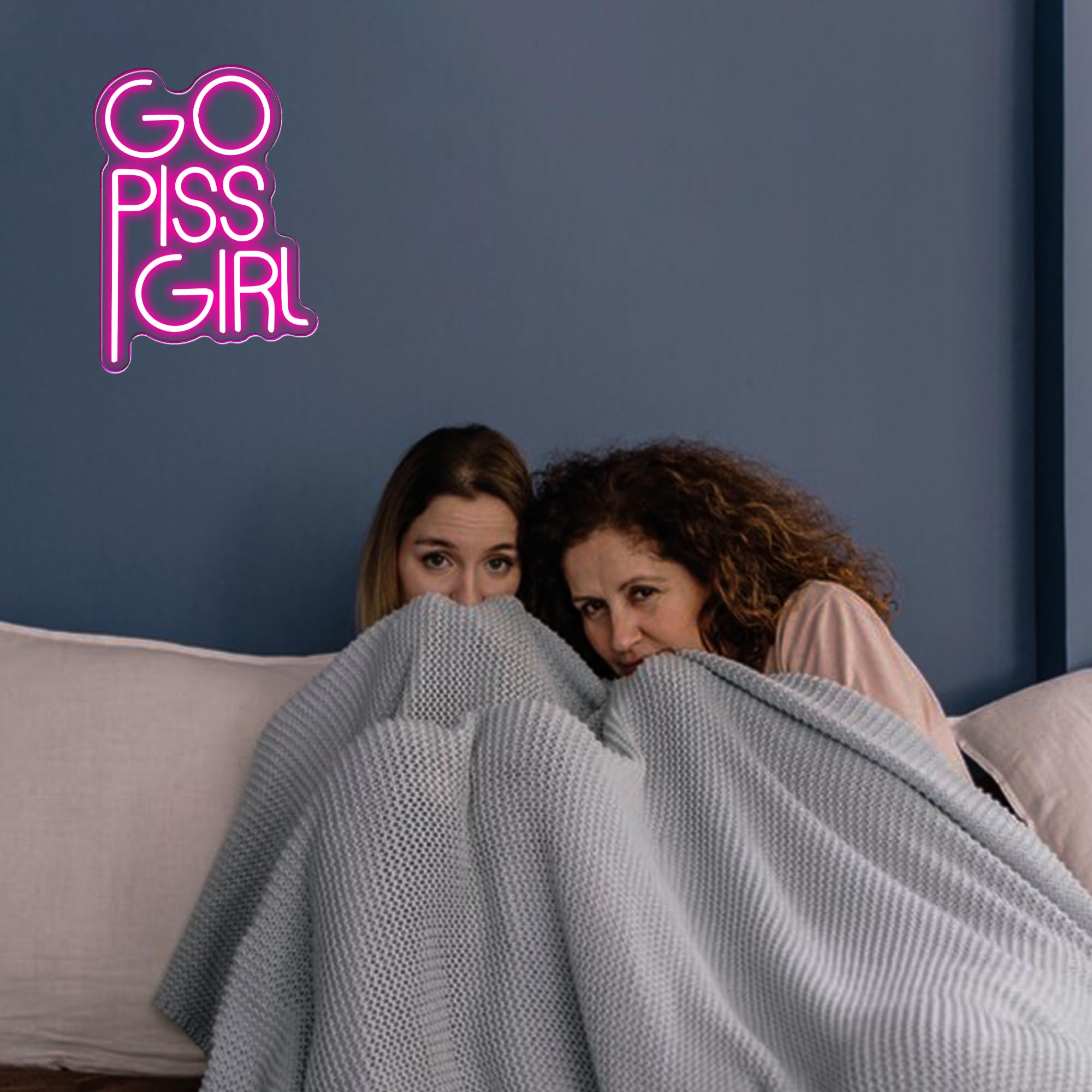 manimo GO PISS GIRL Neon Sign - Funny Dimmable LED Light, 14.5x10.6in, Pink Aesthetic Wall Decor for Dorm, Bathroom, USB Powered