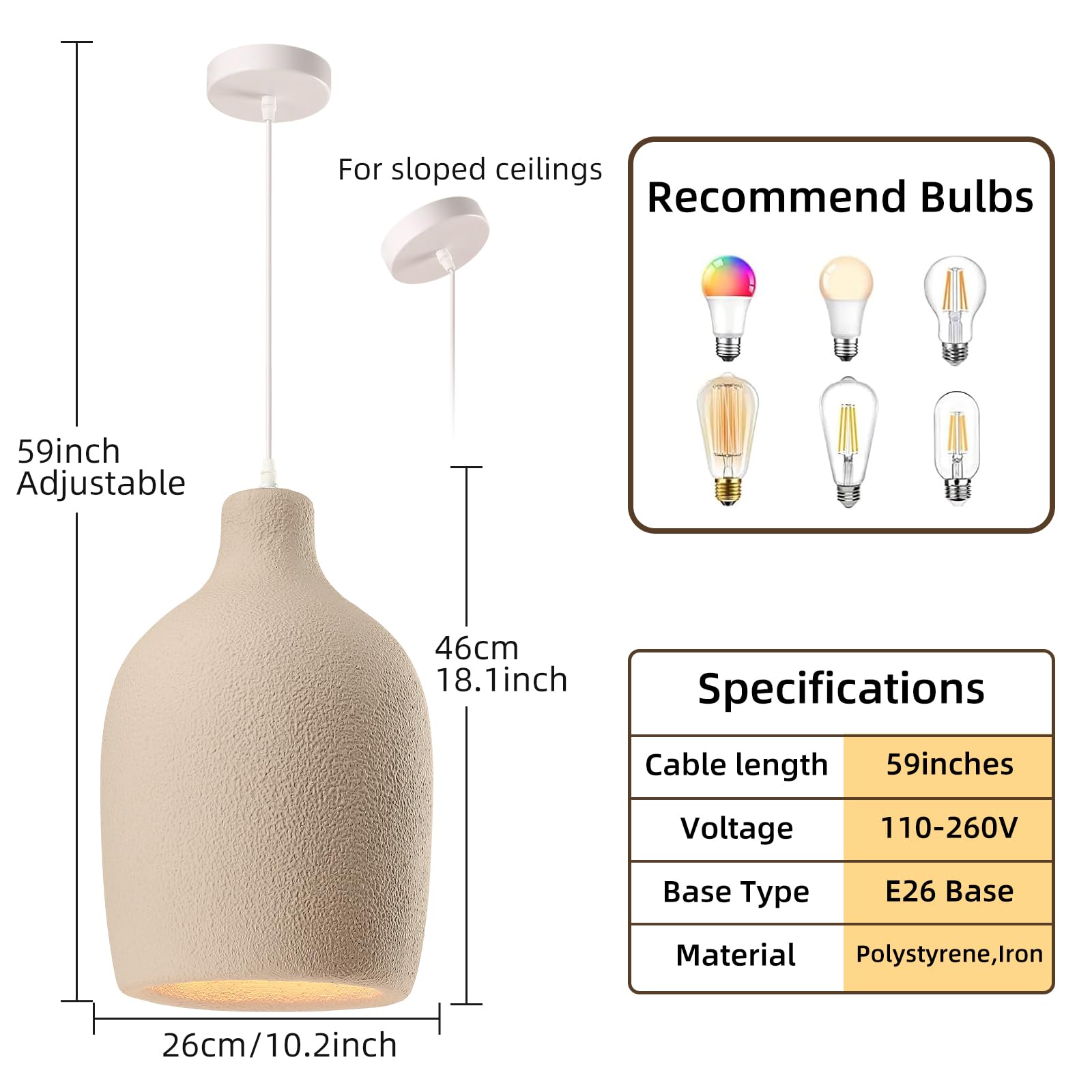 JAYMP Wabi Sabi Pendant Light - Japanese Style Bird Nest, Light Brown, D26×H46cm, Polystyrene, Model GB7499 for Dining Room and Kitchen