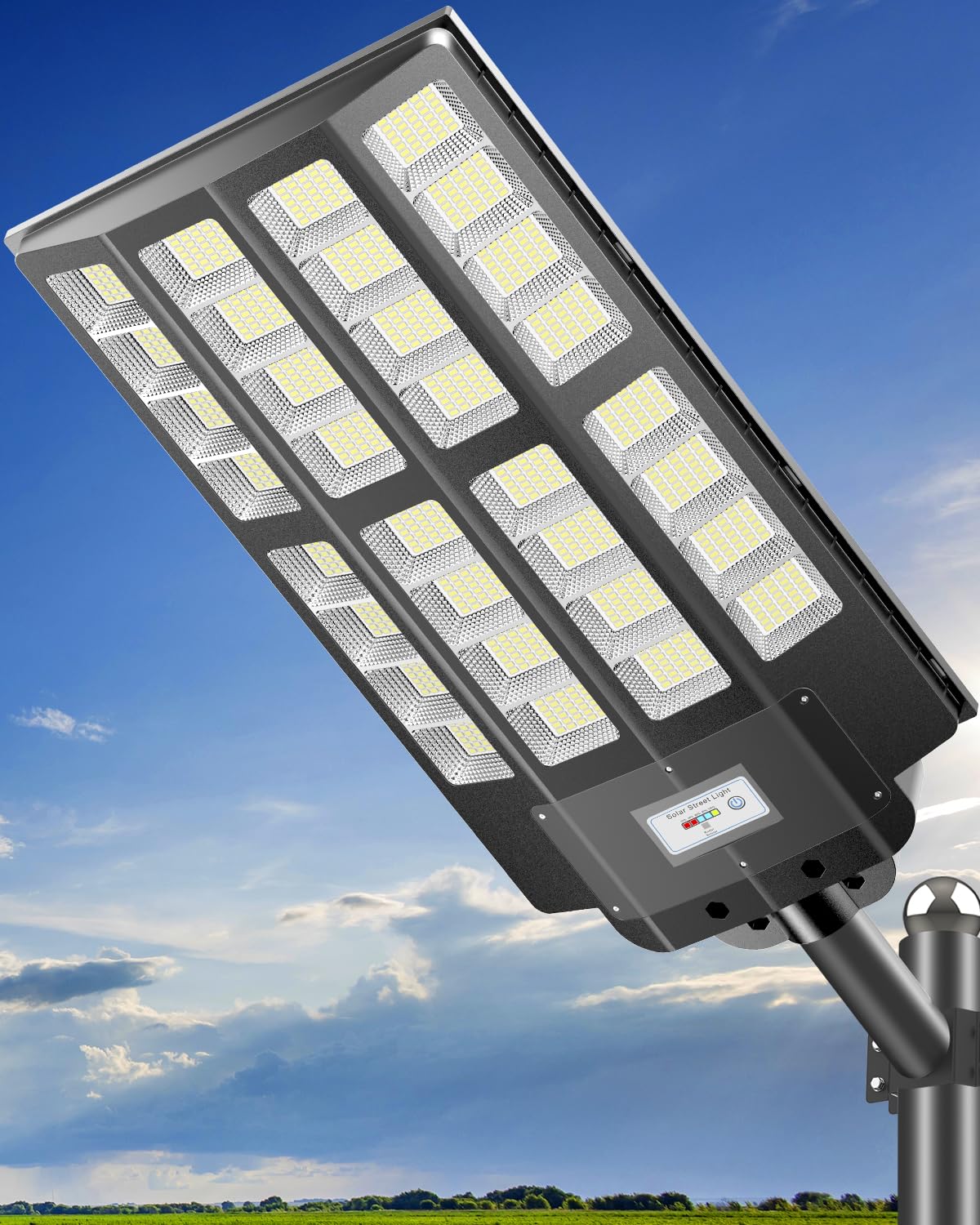 JOYEYE Solar Street Light 7000W with Motion Sensor & Remote Control, IP66 Waterproof, Black, Model TSL3201