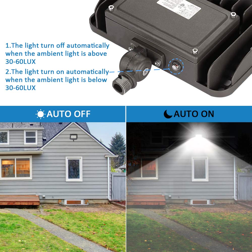 Szgmjia 60W Led Flood Light With Knuckle, Dusk To Dawn Outdoor Light,Ultra Brightness Daylight 7800Lm 300W Equivalent,Waterproof Security Light For Yard Garden Playground