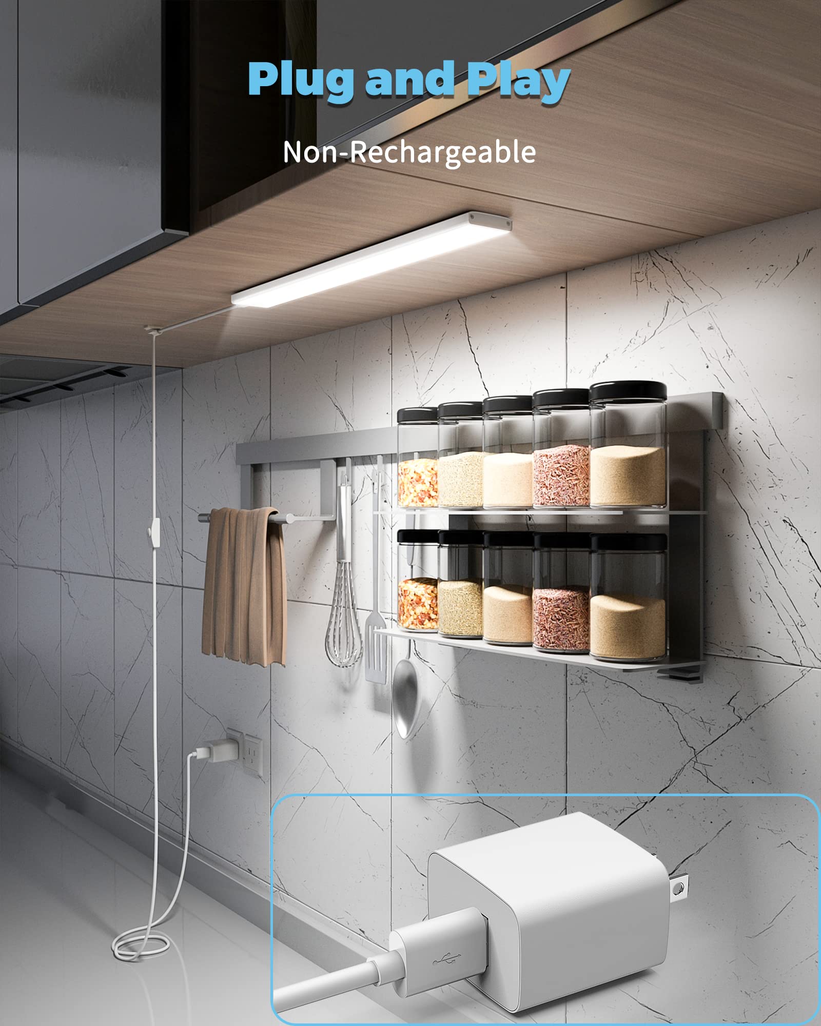 Asoko Plug-In Under Cabinet Lighting, 16Inch Led Workbench Lights With Super Brighten 700Lumen And Dimmable 6000K Cool White, Me