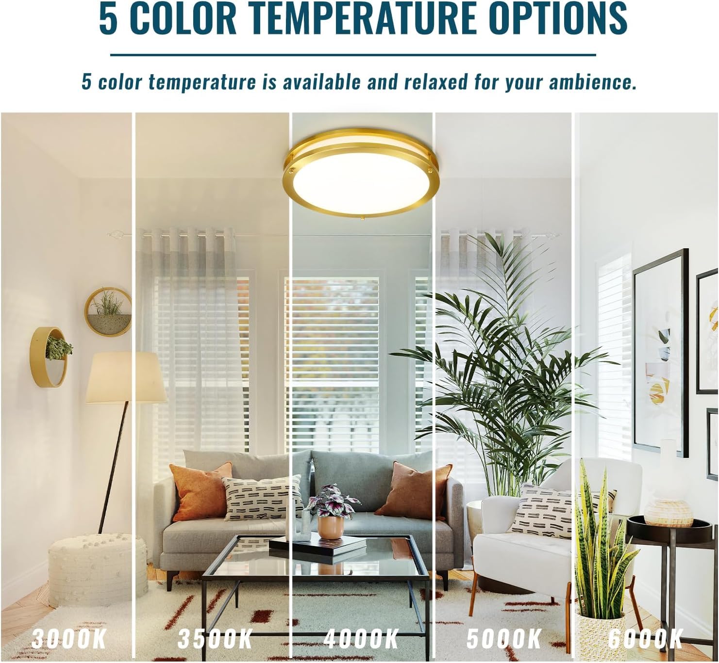 Wheatronic Gold Light Fixtures Ceiling Mount 16 Inch Set Of 2, Modern Kitchen Lighting Fixtures Ceiling 36W, Dimmable Close To C