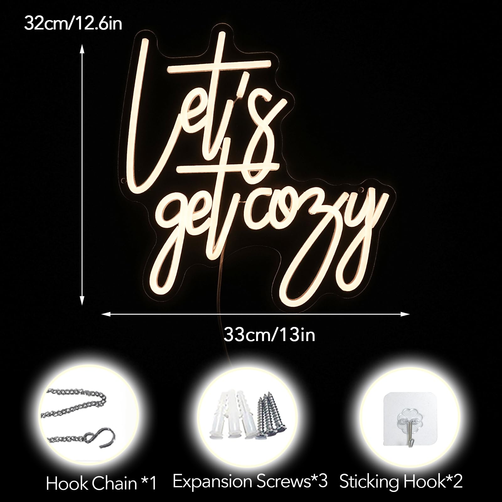 Noasktt Neon Sign Wall Decor, Warm White LED, 13x12.6 in, Acrylic, USB Powered, Cozy Living Room/Game Room Decor