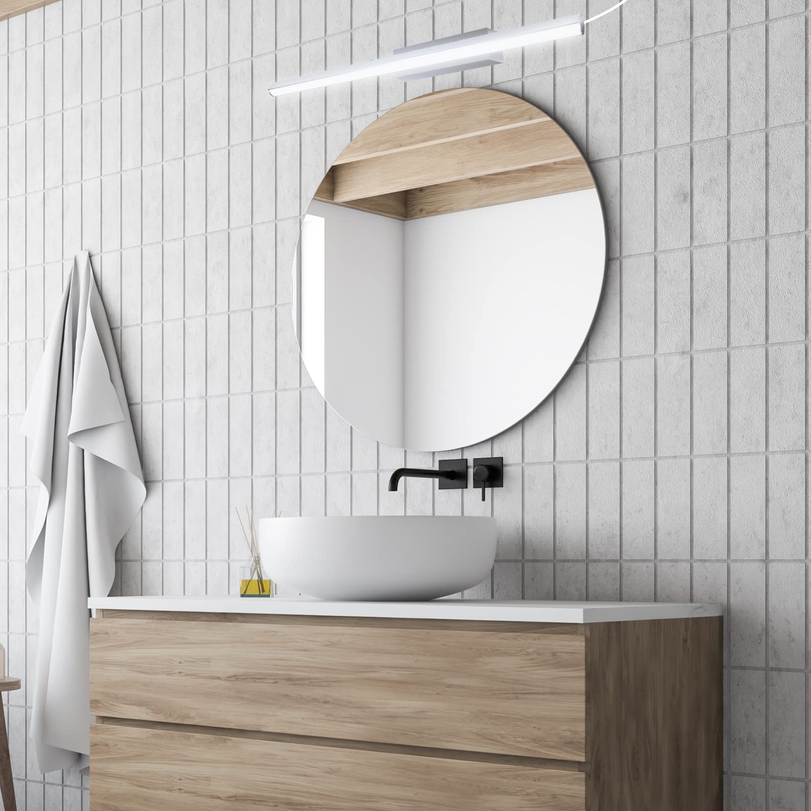 Bonlux LED Bathroom Vanity Mirror Lighting, 22" 9W Stainless Steel, Daylight 6000K, Modern Design for Dressing Room & Wall Sconce