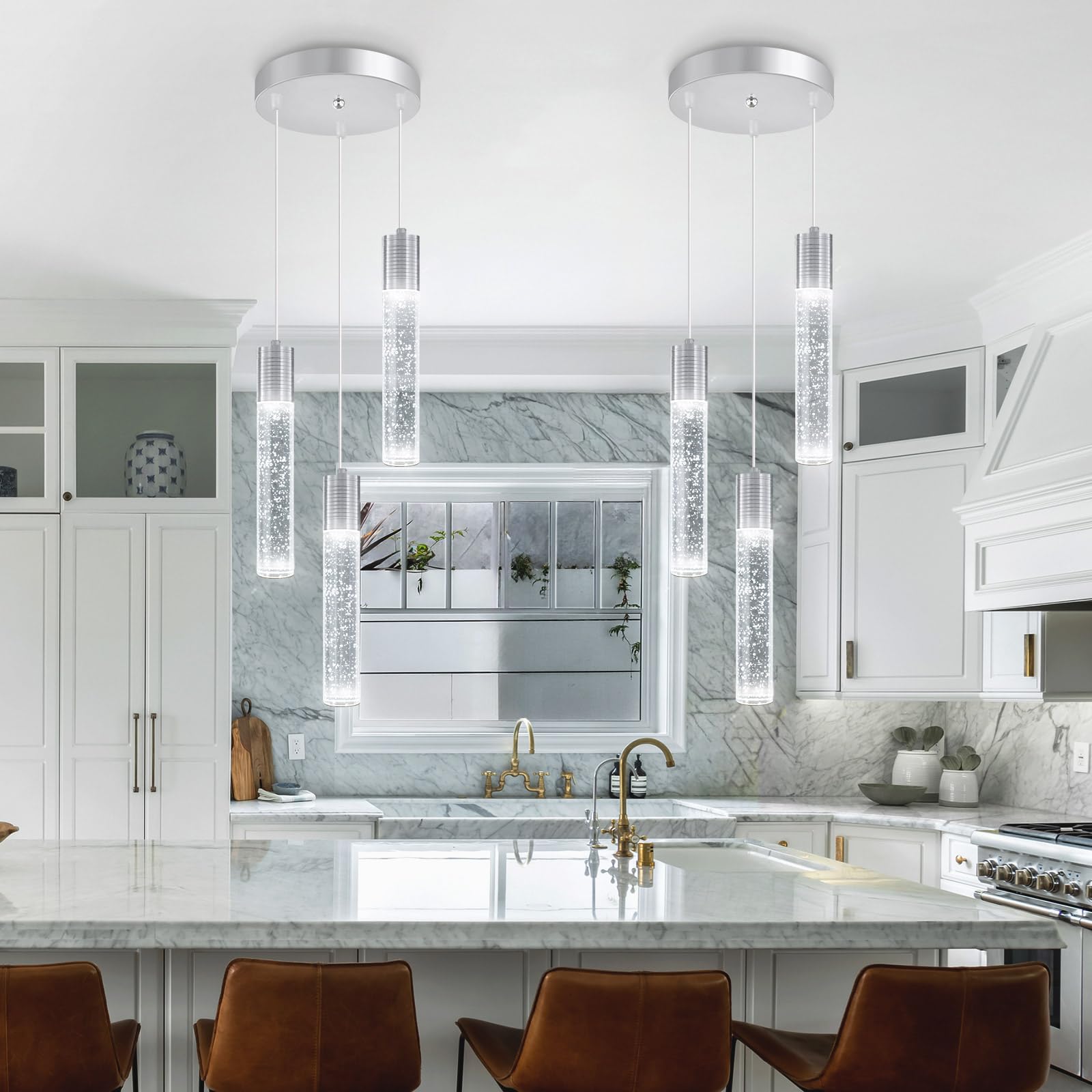 Mini Chandeliers for Kitchen Island Modern Crystal Pendants Light Dining Room Pendant Lighting Fixture High Ceiling Hanging Lights Bedroom Island Kitchen Foyer 6000K White Light Fixtures Chrome