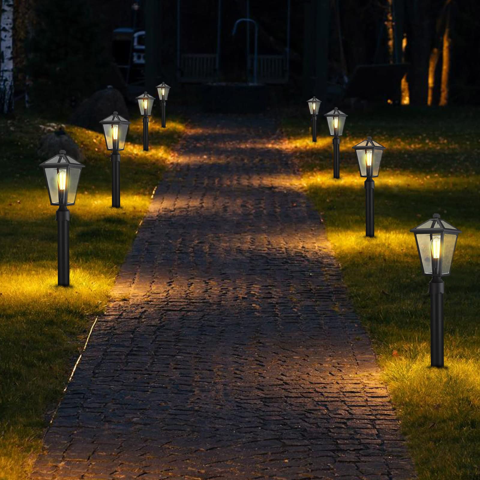 Luminzone Outdoor Post Light Fixture, Waterproof Aluminum Lamp For Walkway & Patio, Matte Black