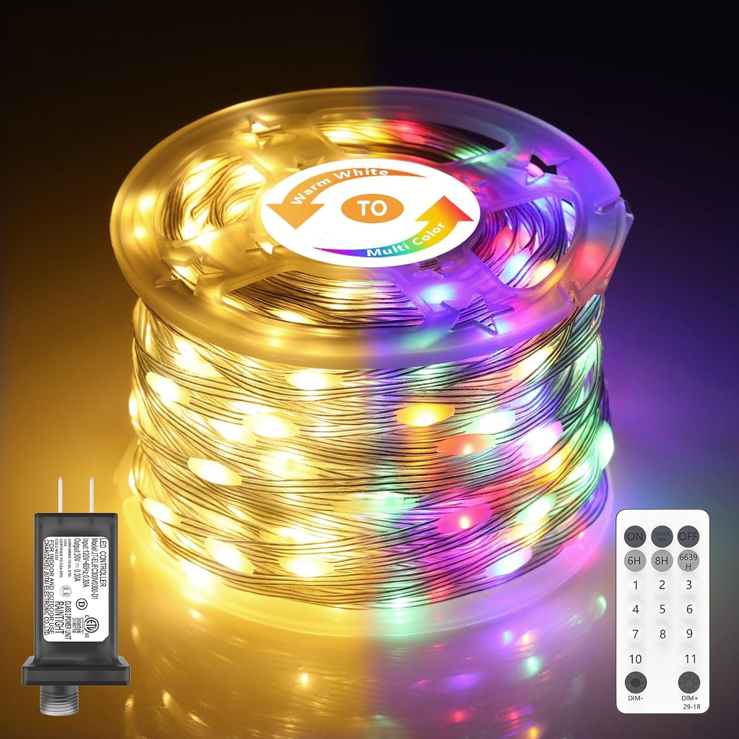 Christmas Lights, 206FT 600LED Outdoor String Lights Plug in, Waterproof Twinkle Fairy Light, Color Changing, 11 Lighting Modes,