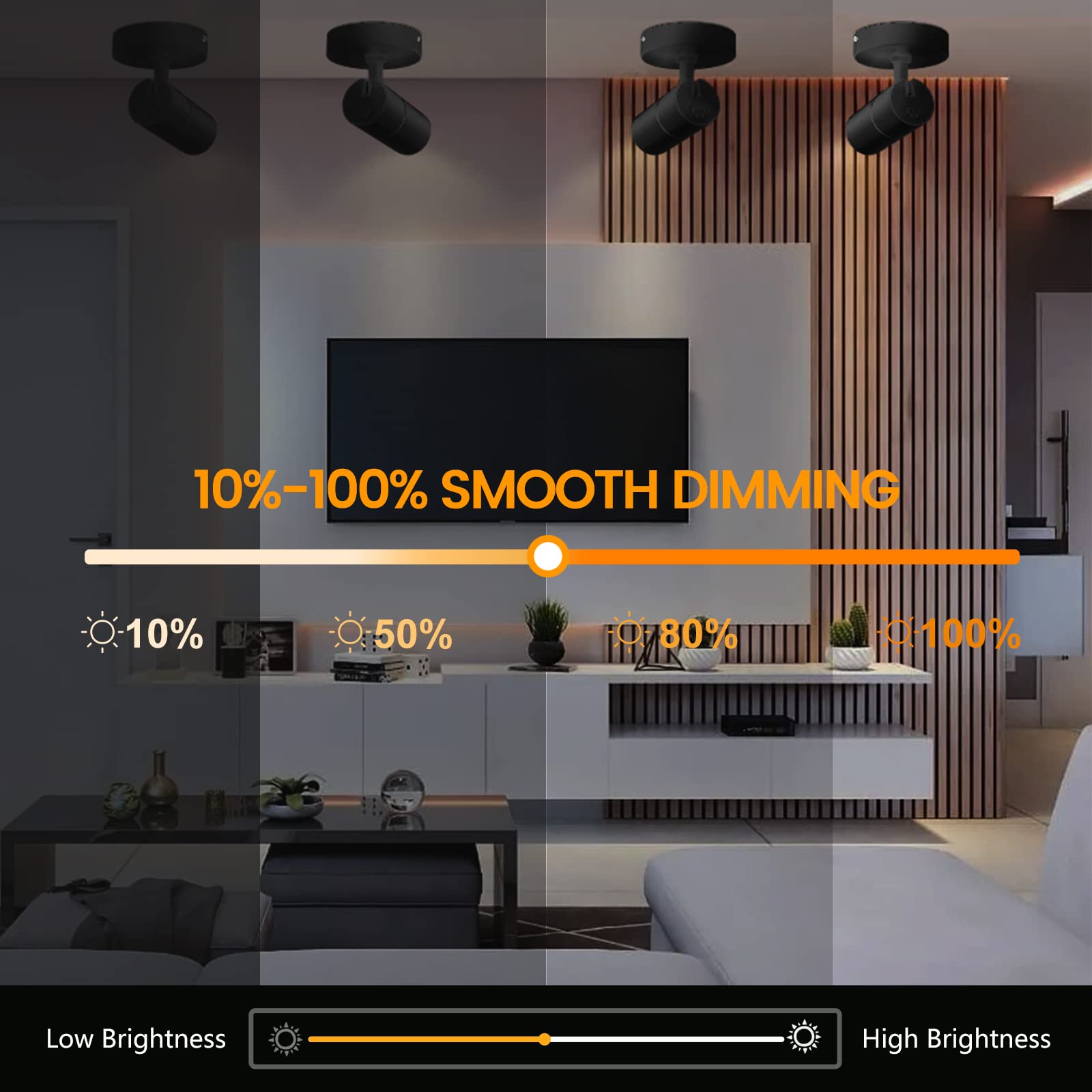 Vanoopee 10W Dimmable Led Ceiling Spotlight, Adjustable Directional Light, Black Accent Fixture