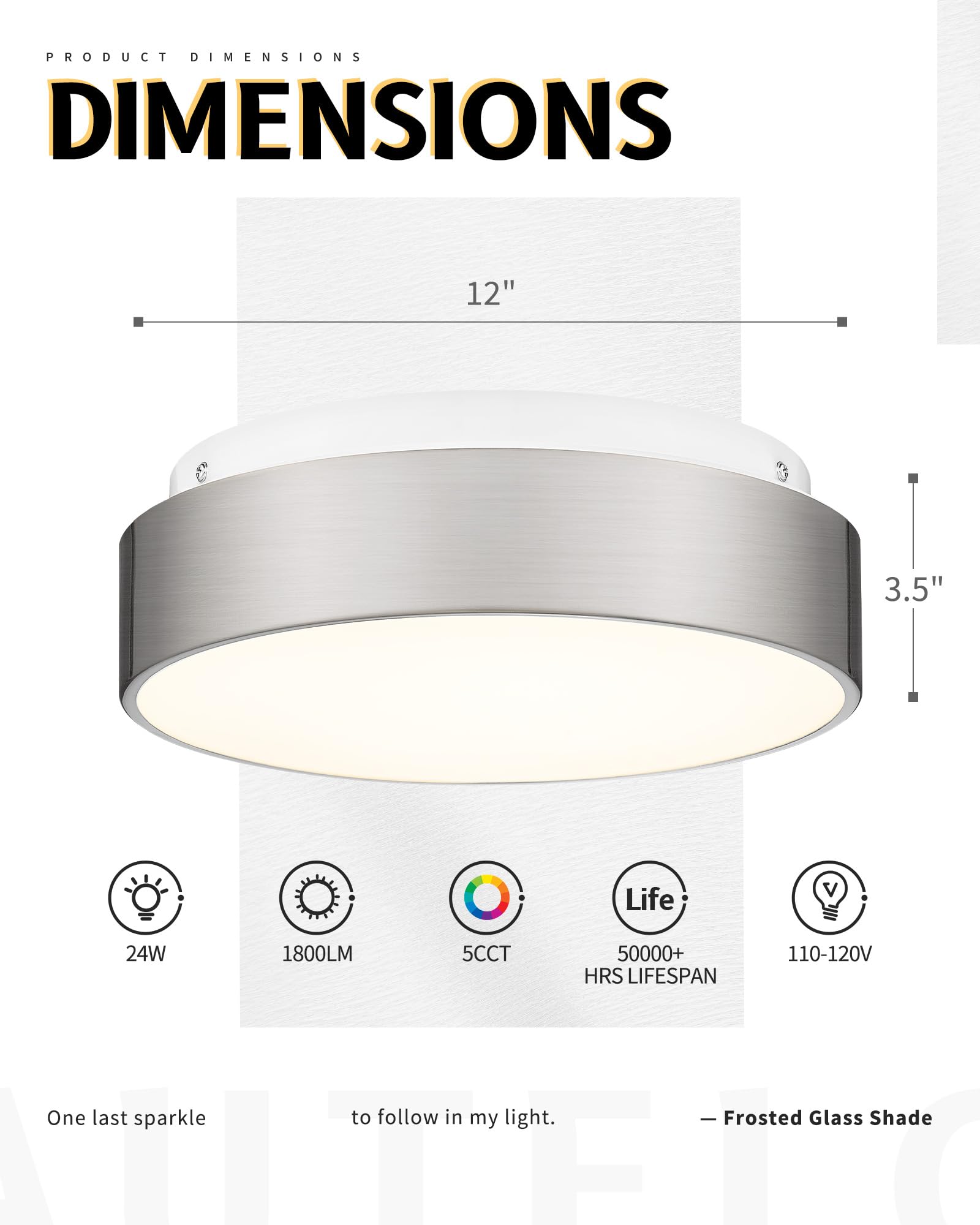 Autelo Led Flush Mount Ceiling Lights Frosted Glass Shade 18W 3000K Ceiling Light Fixture In Brushed Nickel Finish For Living Ro