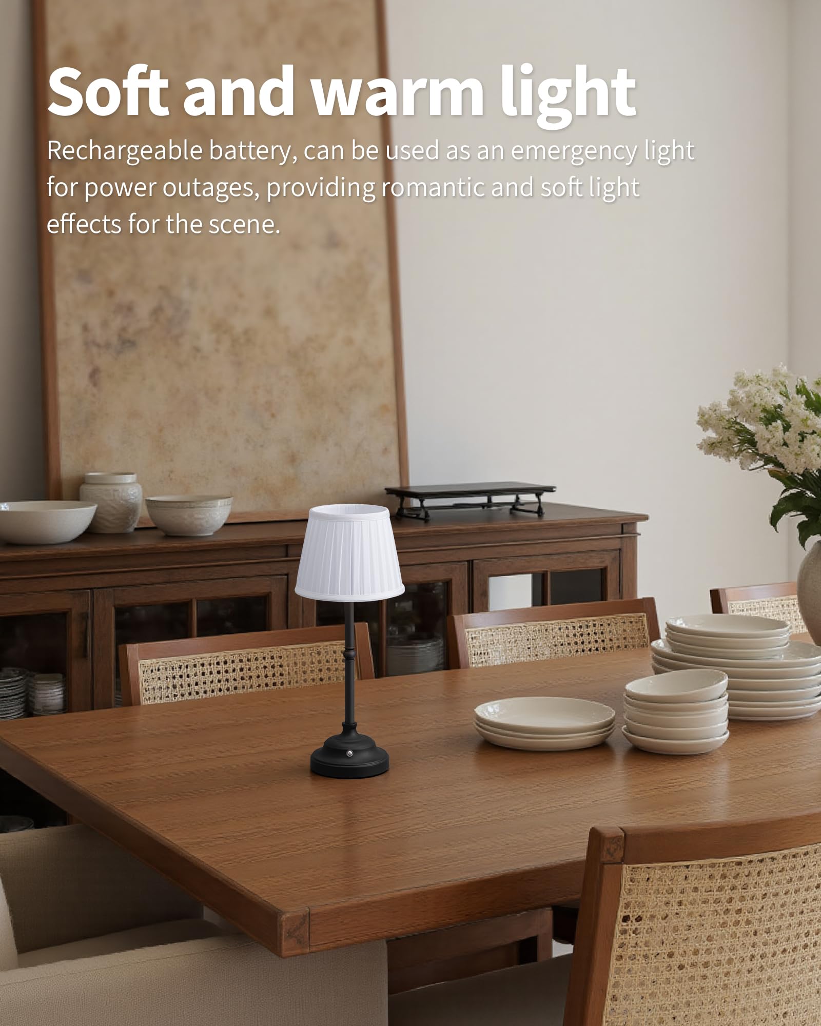 Kdg Cordless Led Table Lamp, Portables Fabric Shade Desk Lamps, 4000Mah Rechargeable Battery Powered Lighting, Dimmable Light Fo