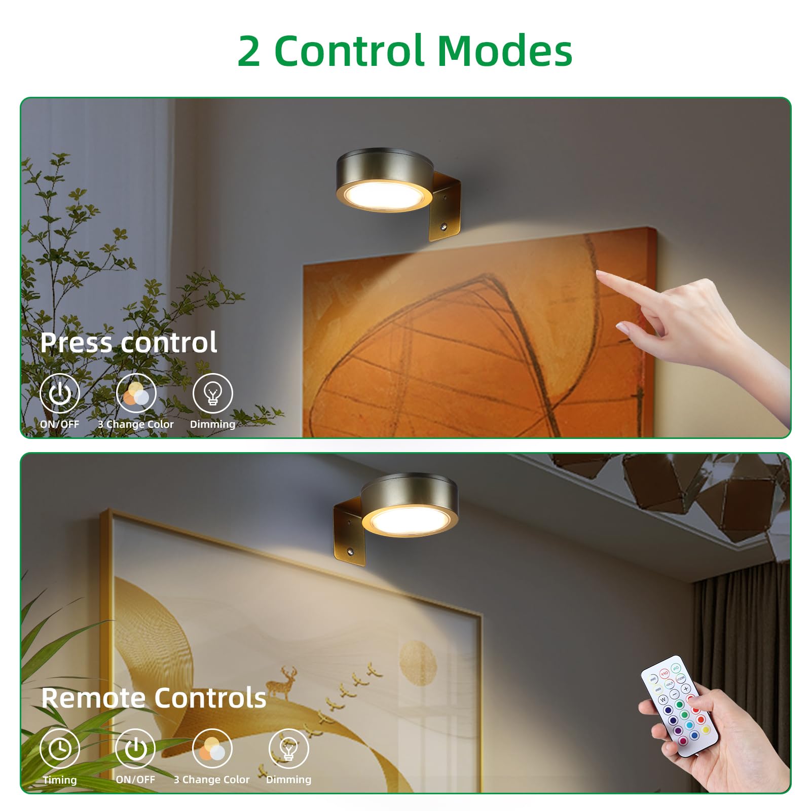 4 Pack Wireless Picture Lights For Wall,Rechargeable Picture Light Battery Operated With Remote,Dimmable Painting Light For Art
