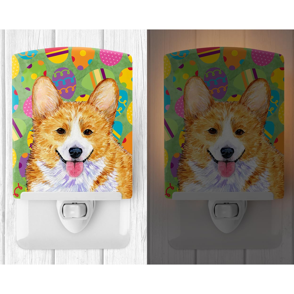 Carolines Treasures Ceramic Night Light, Corgi Easter Eggtravaganza, 6x4x3, UL-Certified, Multicolor, Model SS4831CNL