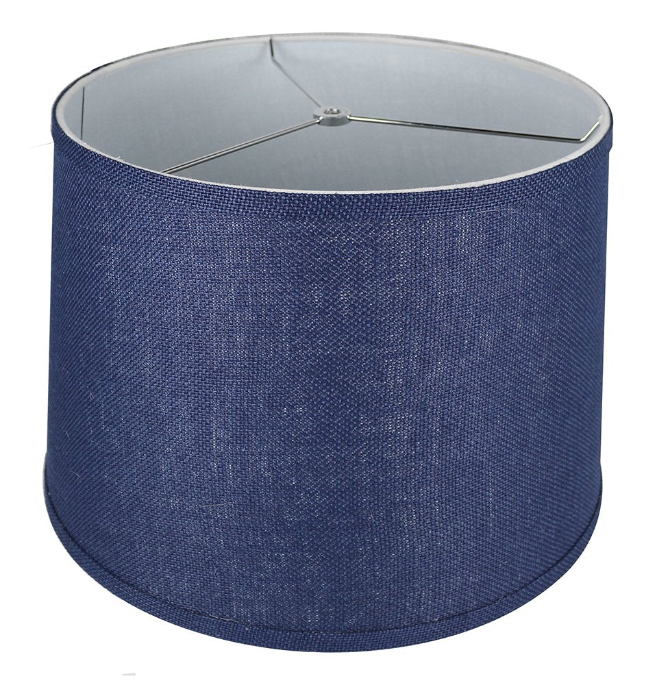 Urbanest French Drum Lampshade, 14x16x11 Inch, Navy Blue, Metal, Burlap