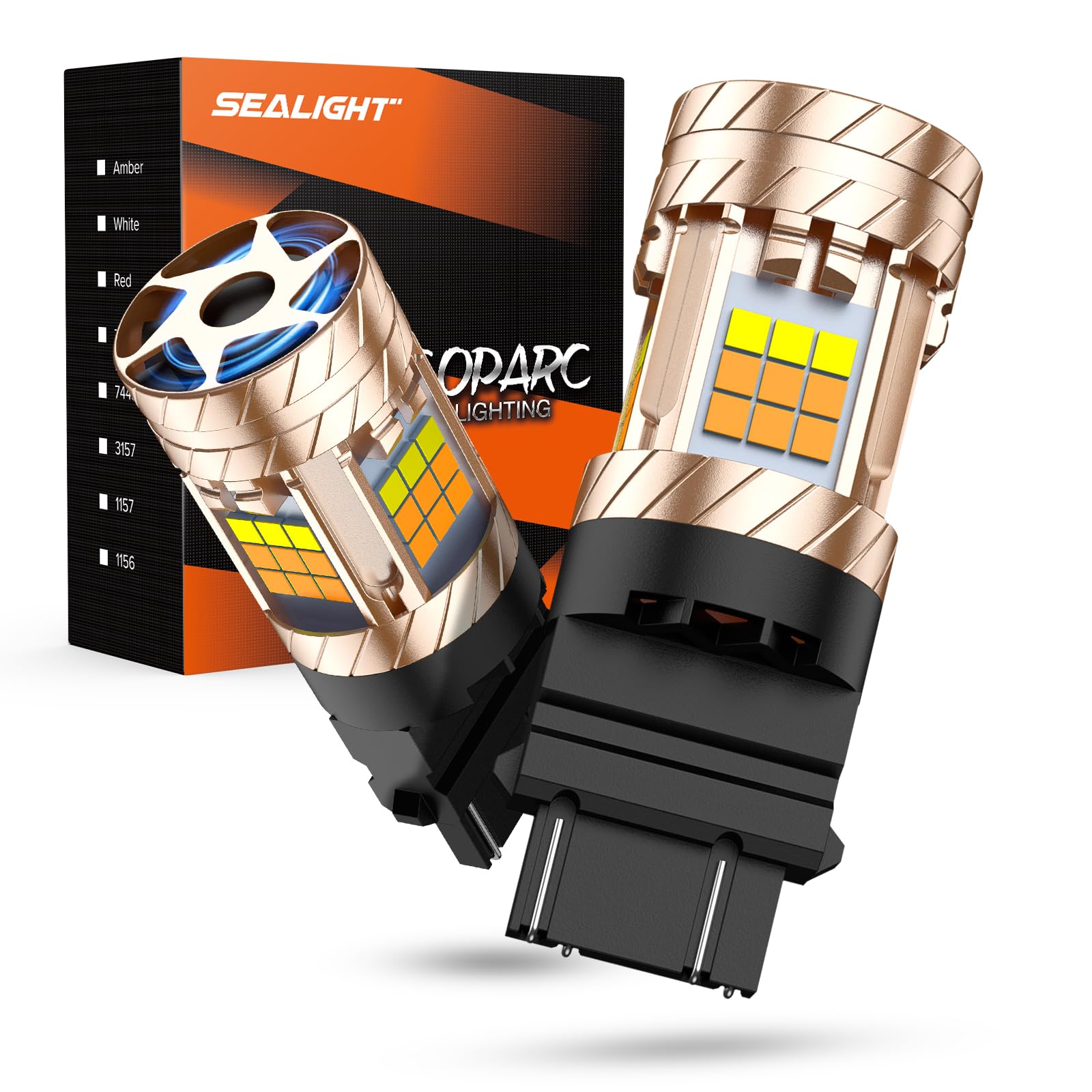 SEALIGHT 3157 LED Bulb Switchback Dual Color, 30W 3200LM, Amber/White, Anti Hyper Flash, Pack of 2