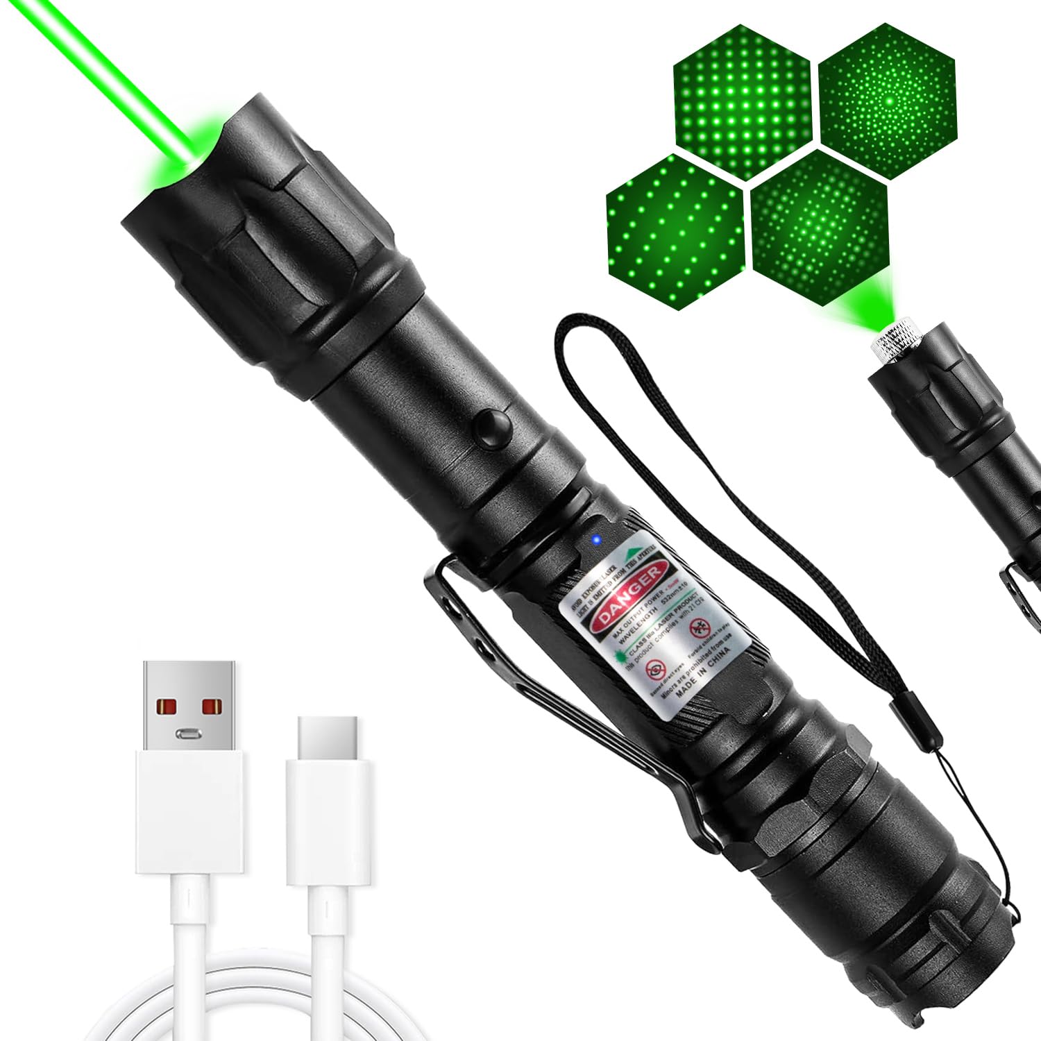 Miprezt [Professional] Rechargeable Green Beam Light Flashlight Long Distance Range For Tv/Led/Lcd Screens Tactical Flashlights