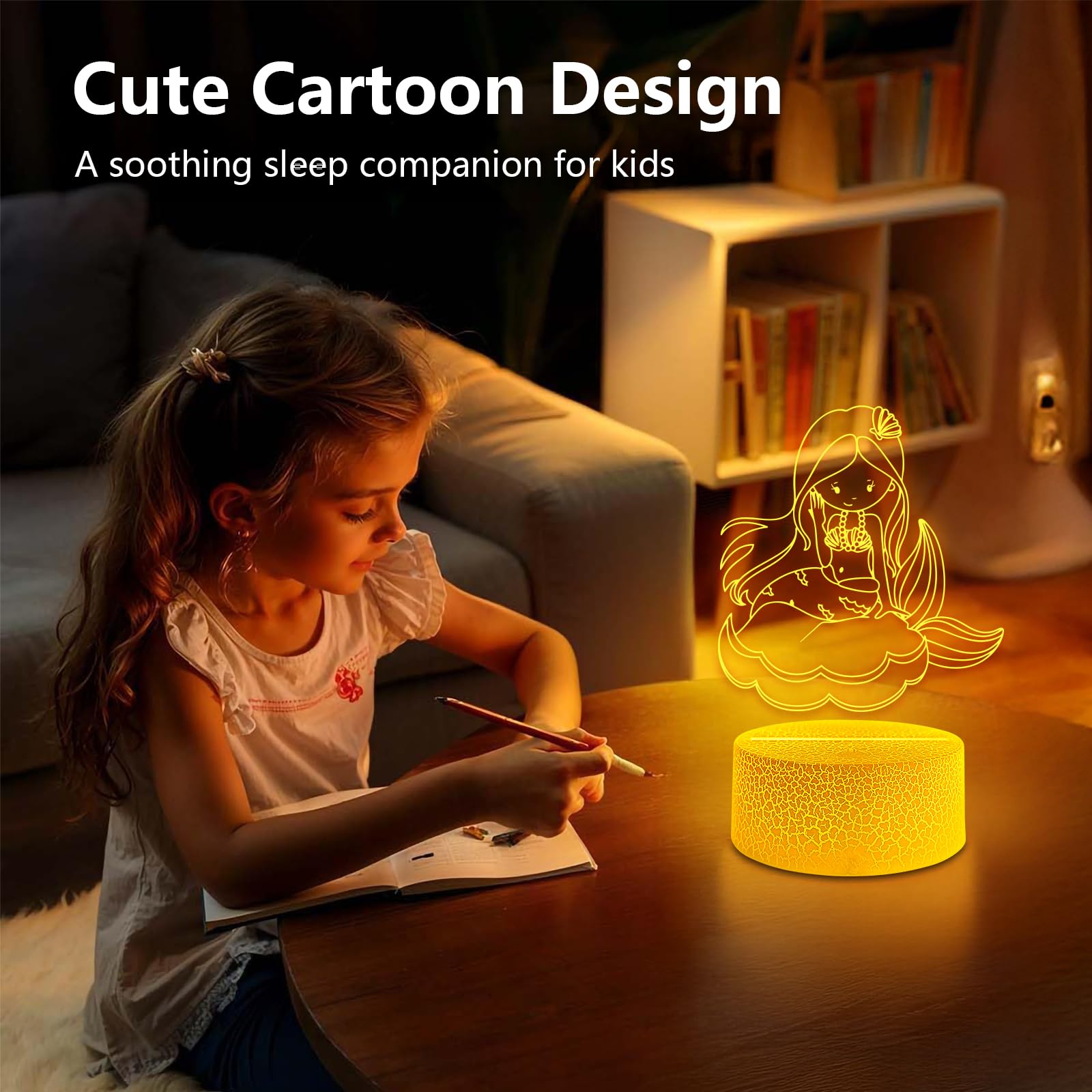 SKYMINOTIN Princess Gift Night Light for Girls, 16 Colors Dimmable with Remote Control Bedroom Lamps, Smart Touch Toddler Room D