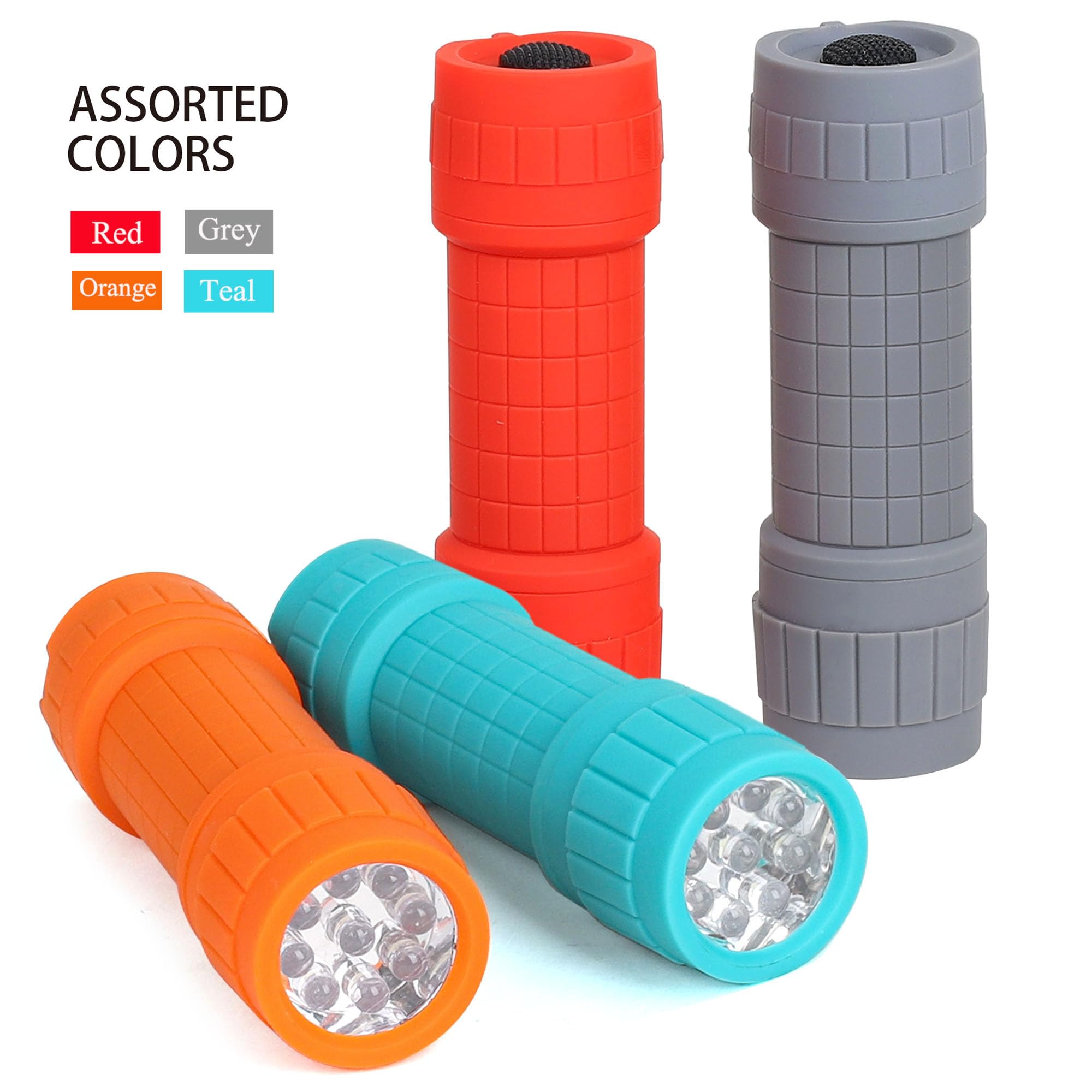 FASTPRO 4-Pack 9-LED Mini Flashlight Set, AAA Batteries are Included and Pre-Installed, Perfect for Class Teaching, Camping, Wed