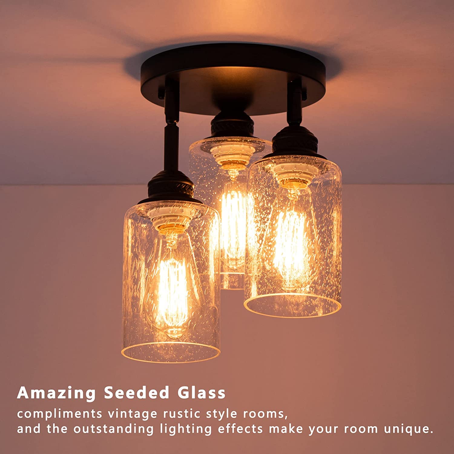 Eietonte 3 Pack Clear Seeded Glass Lamp Shades, 5.9In Height, 3.9In Diameter, 1.7In Fitter, Cylinder Bubble Glass Shade Covers, Seeded Glass Replacement For Pendant Light Chandelier Wall Sconce