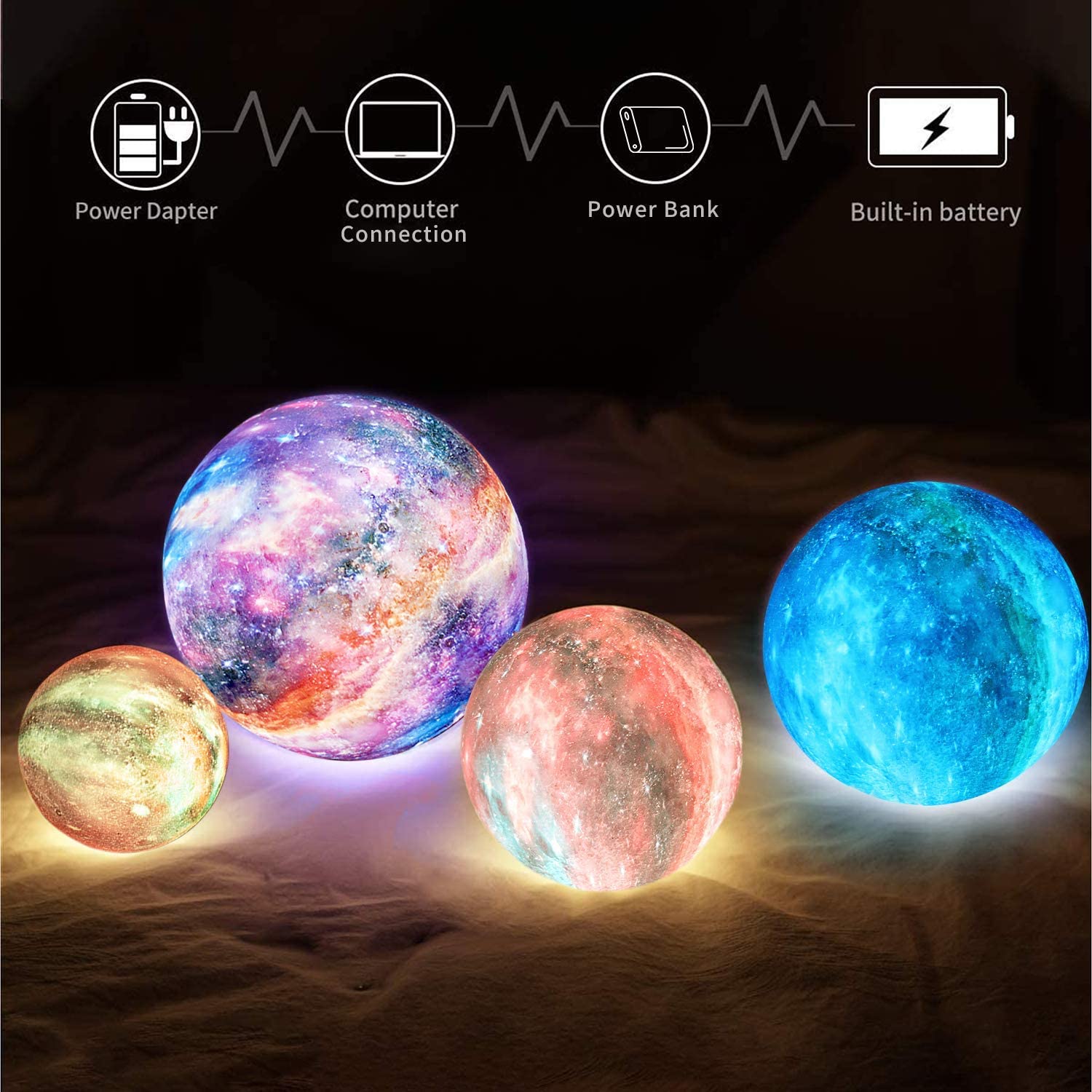 Moon Lamp, Night Light, 16 Colors Galaxy Lamp 3D Printing Moon Light With Stand/Remote Control/Touch/Usb Rechargeable/Timer, Moo