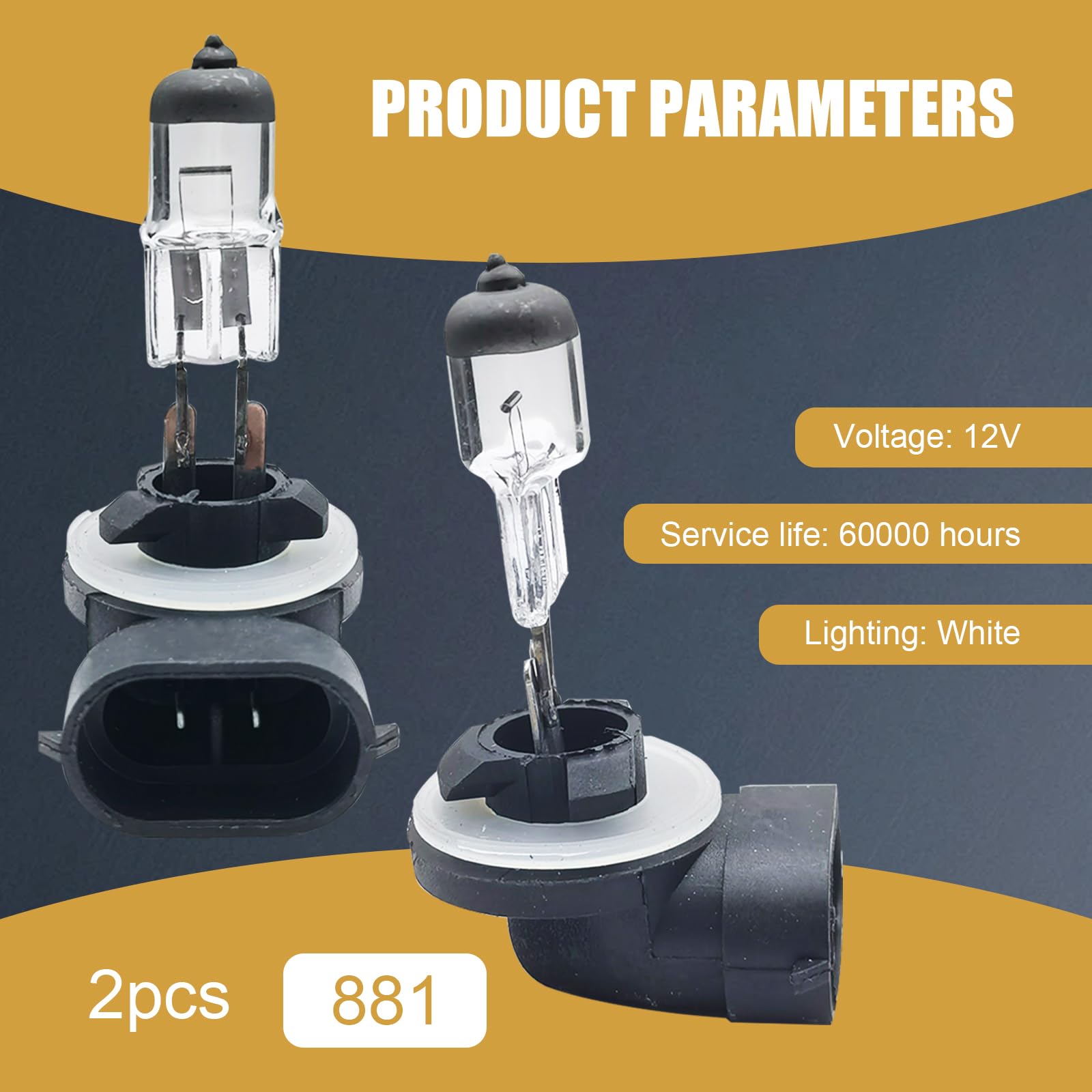 gunhunt Halogen Bulb 12V Ultra-bright Low/High Beam Fog Light Replacement 2 PCS White #881 GURSD1701WH-881-2PCS