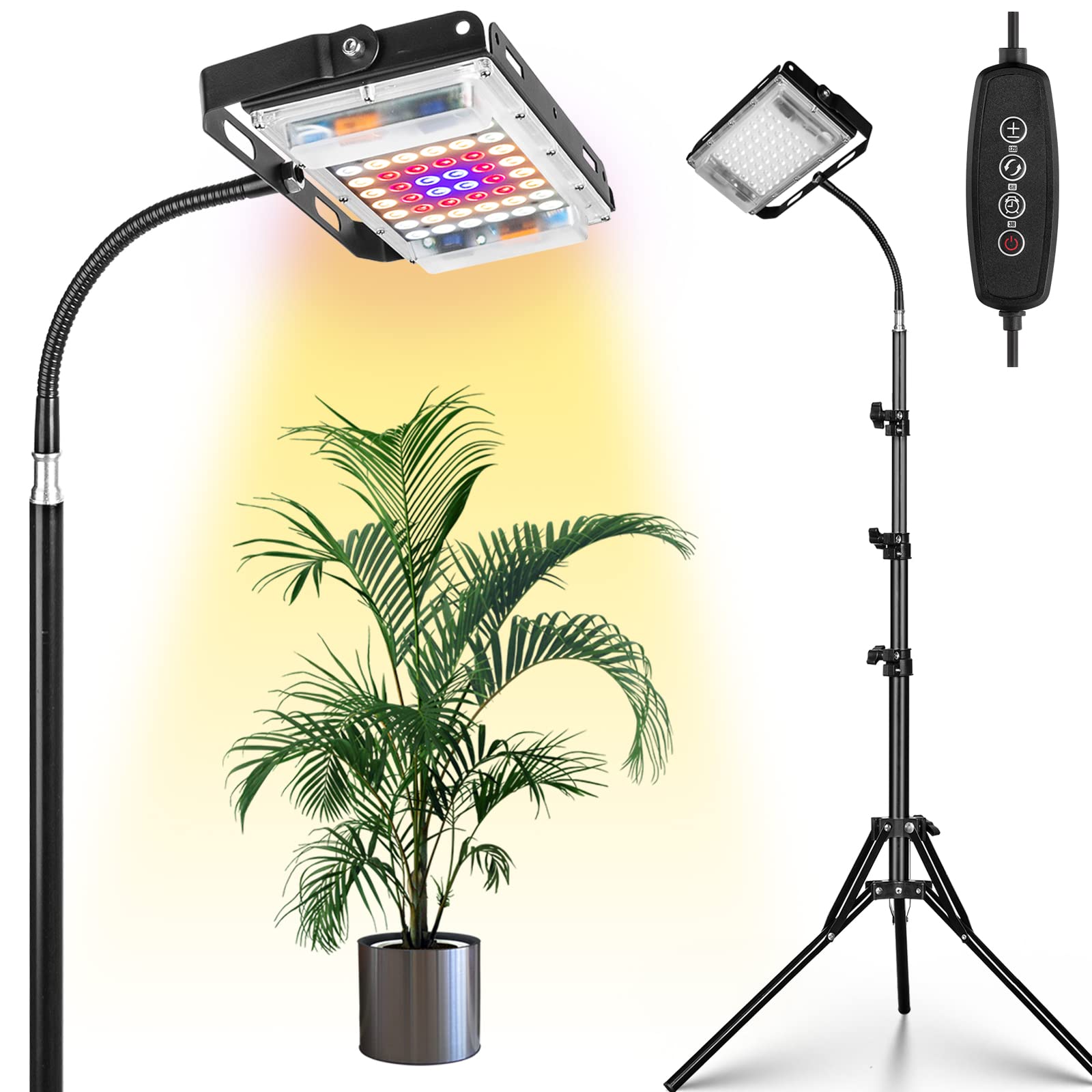 Lbw Grow Light With Stand, Full Spectrum Led Plant Light For Indoor Plants, Floor Grow Lamp With 63&quot; Adjustable Tripod, 4H/8H/12H Timer, 6 Dimmable Brightness, Ideal For Tall Plants