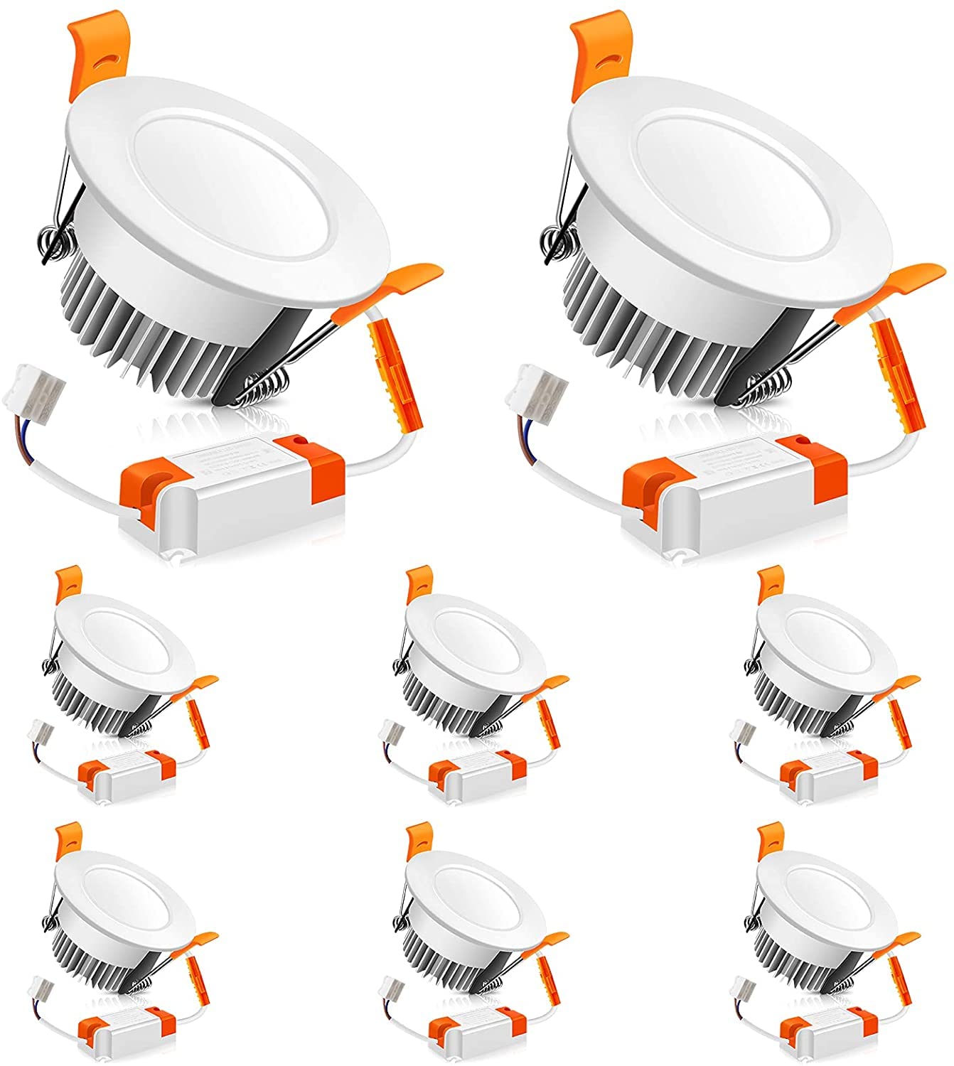 2 Inch Led Recessed Lighting Dimmable Downlight, 3W(35W Halogen Equivalent), 6500K Daylight White, Cri80, Led Ceiling Light With Led Driver For Living Room Hallway Stairwell Museum Showroom, 8 Pack