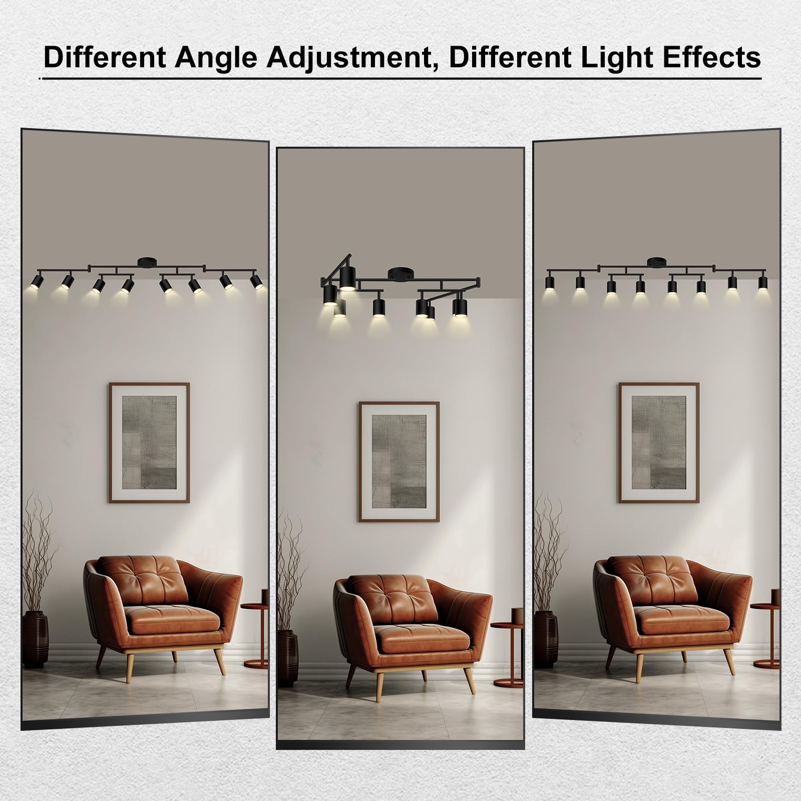 AUQUEE 8 Light Track Lighting Fixtures, Matte Black, Adjustable LED Lights for Kitchen/Hallway, Model AQC0681US, Metal Construction