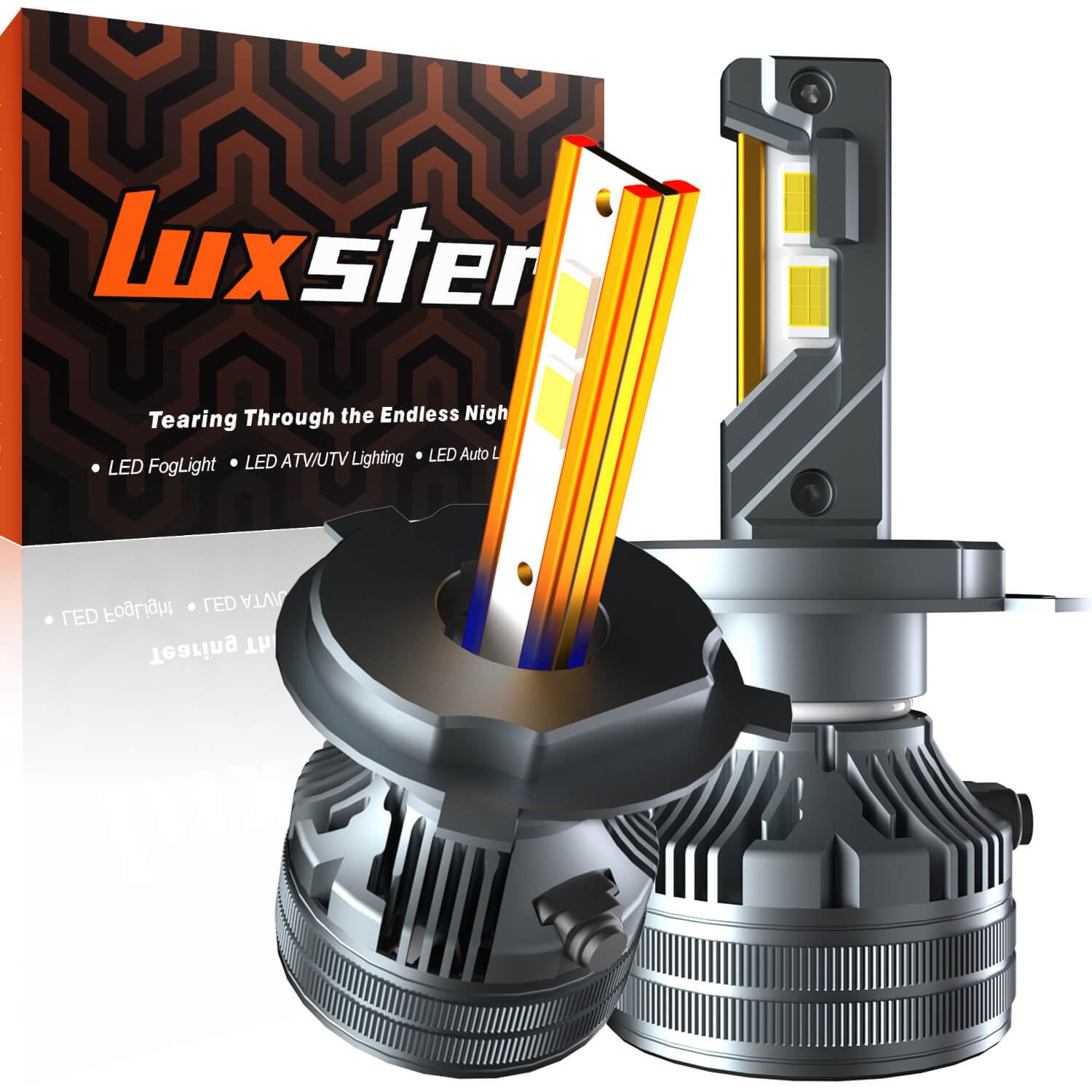 LUXSTER H4 9003 LED Bulbs, 40000LM Ultra Bright, 6000K Pure White, IP68 Waterproof, Plug-N-Play, Pack of 2