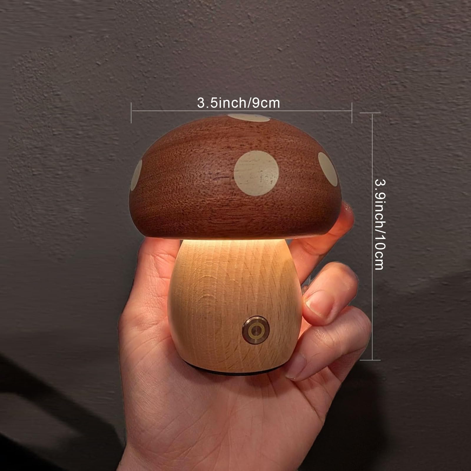 Moroommt Wood Mushroom Lamp  Rechargeable Small Bedside Lamp  Touch Mushroom Night Light Small Lamp For Nightstand  Portable Battery Operated Lights For Bedroom Kids Birthday Gifts