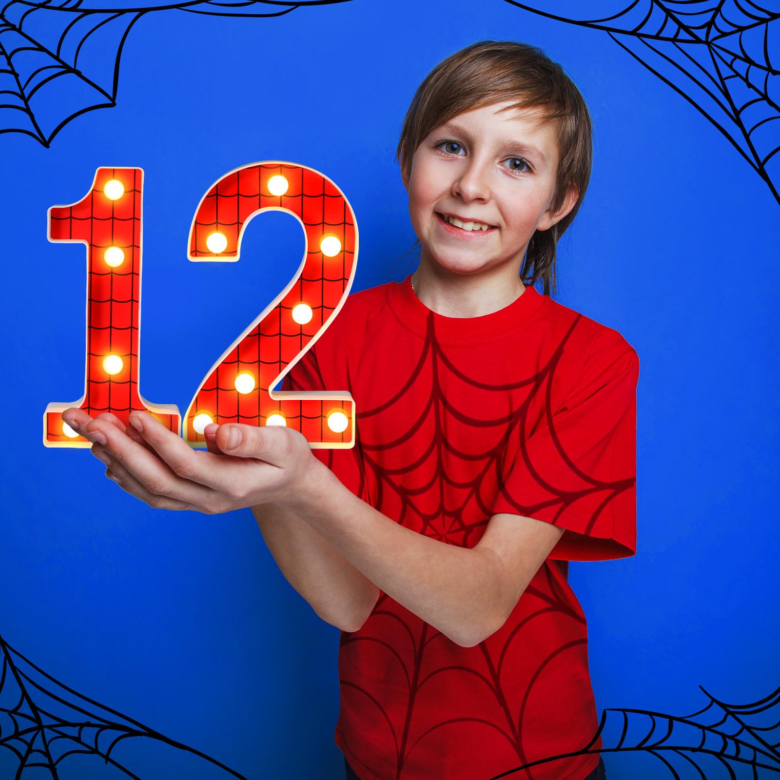 VIHOSE Spider LED Number Light – Birthday Party Decoration, Number 2, Polypropylene, As Shown, Ideal for Kids & Events
