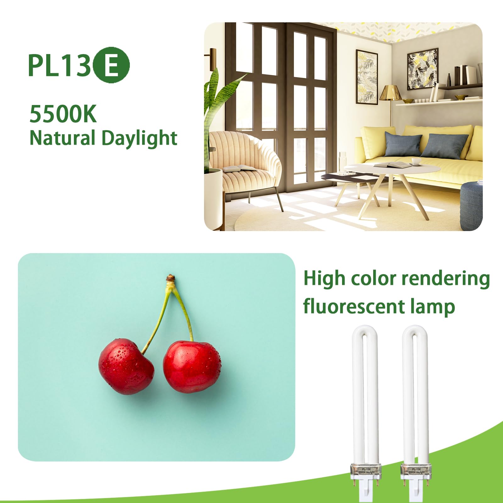 13W Type E Replacement Tube Light Bulb With Electronic Ballast-Replace For Ottlite T1333E,Pl13-E Fluorescent Light Bulb,5500K Na