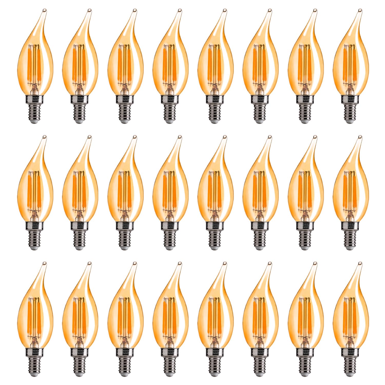 Flsnt Ca11 E12 Led Chandelier Light Bulbs 40W Equivalent, 330 Lm,Dimmable Led Candelabra Bulbs, 2200K Warm White, 330Lm, Amber G