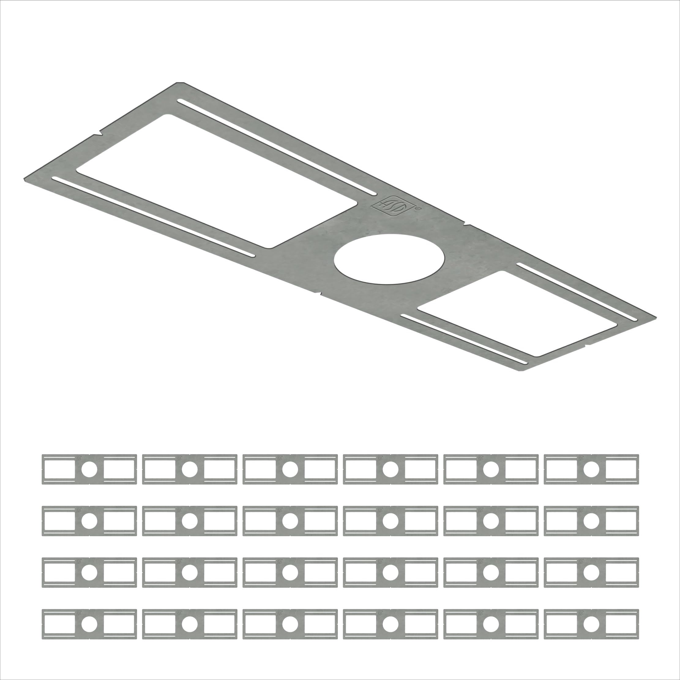 ASD 24 Pack New Construction Mounting Plate Round Hole - 4 Inch Flat Galvanized Steel Wafer Light Rough in Plate, Shallow Light 