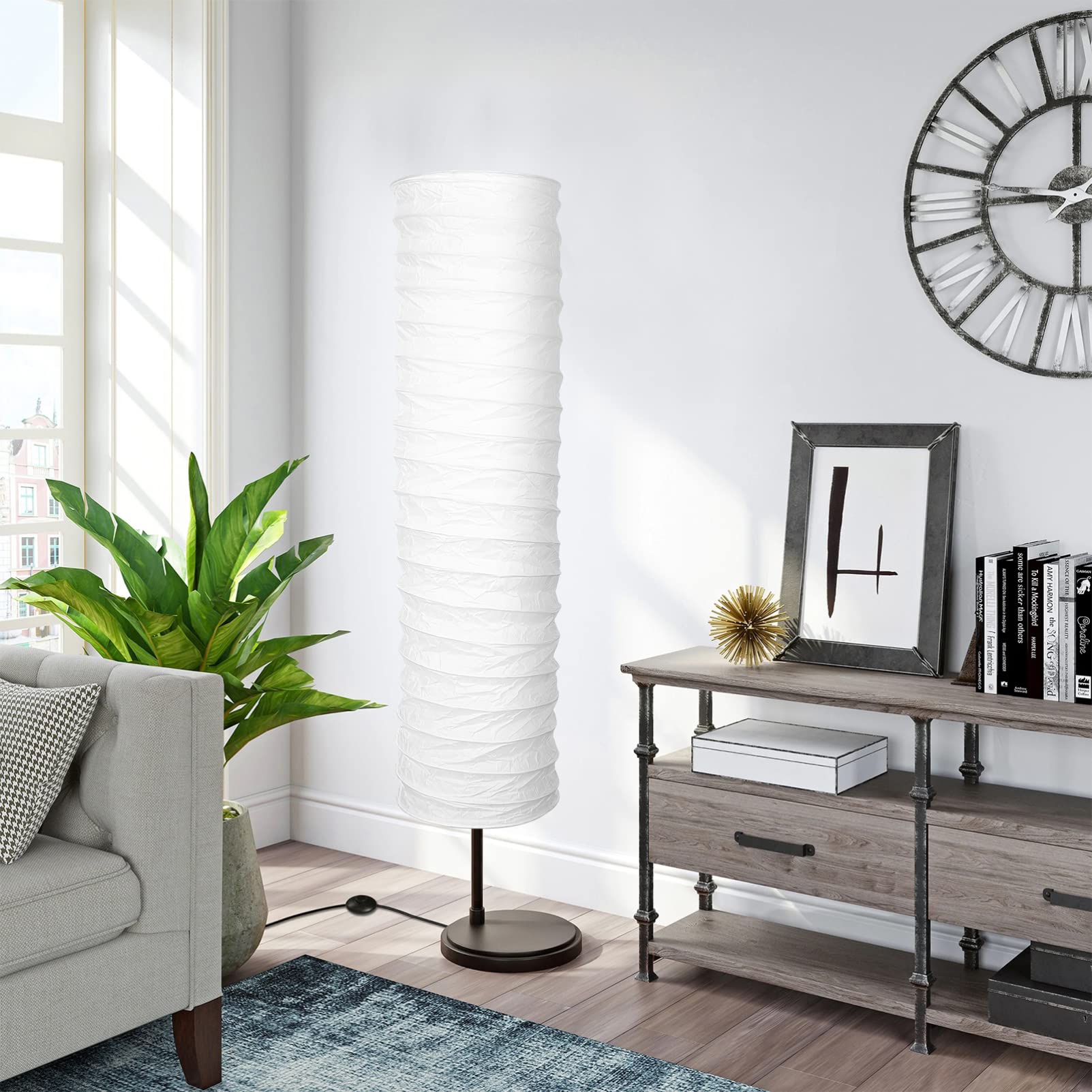 Stobok Paper Floor Lamp Shades Light Japanese Style Standing Lamp Table Light Cover Barrel Chandelier Protector For Living Room