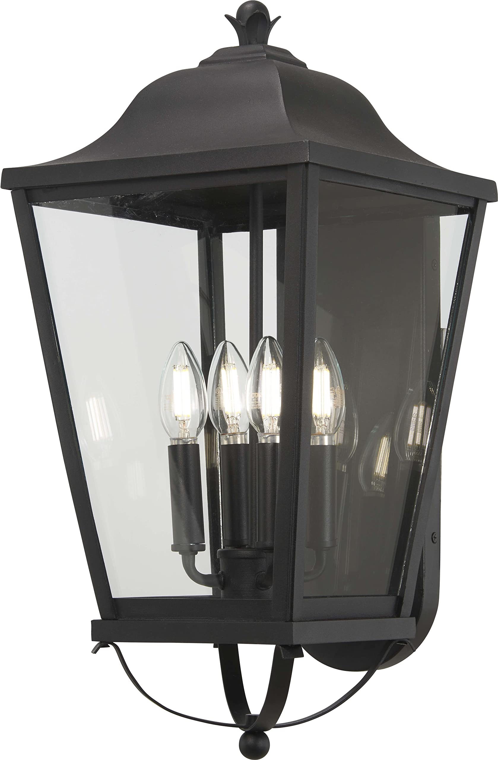 THE GREAT OUTDOORS 73282-66 Savannah Outdoor Wall Mount, 4-Light, 160 Total Watts, 10-in H x 21-in W, Sand Coal Black