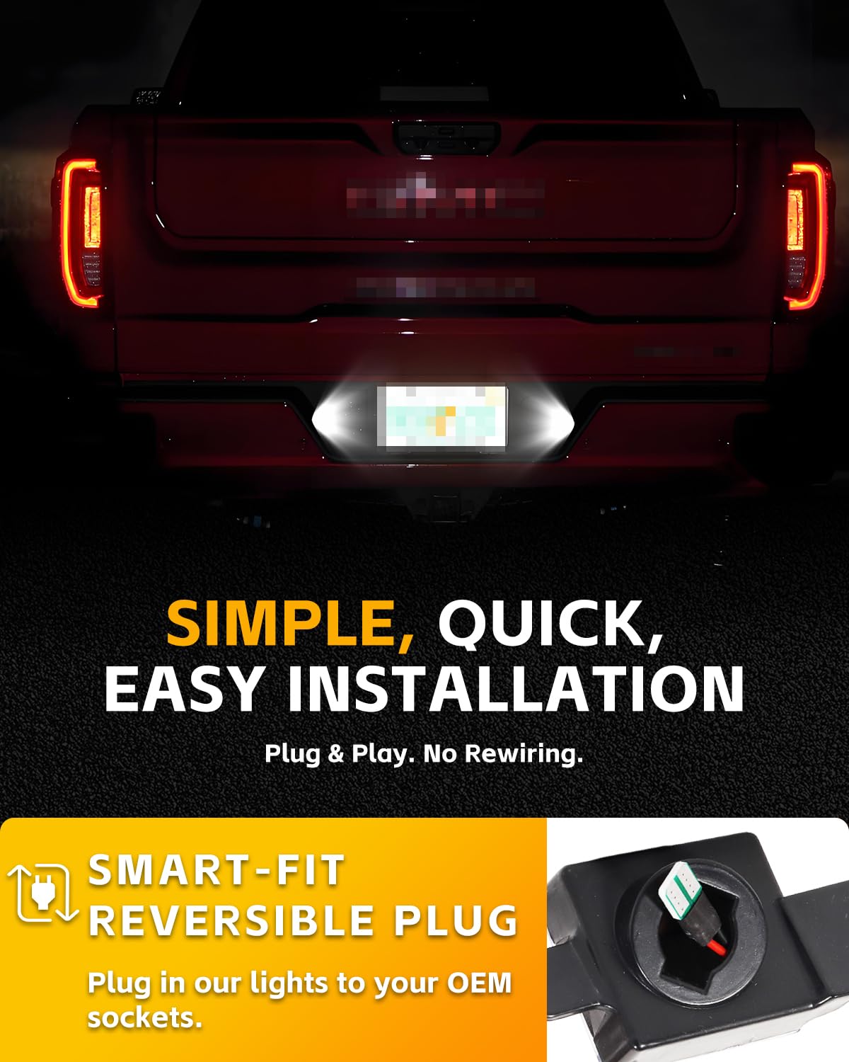 GSOWO LED License Plate Lights for 2014-2023 Chevy Silverado, GMC Sierra, 6000K White Light, 2 Pcs