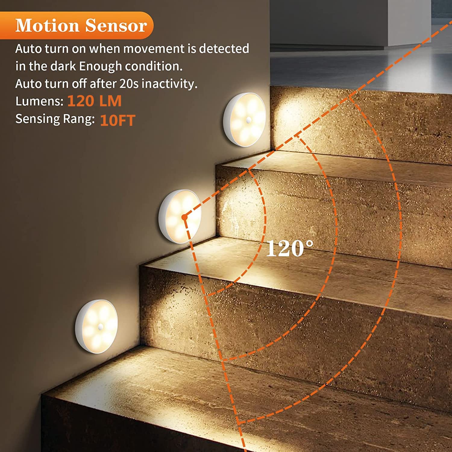 Warm Color Led Closet Lights Wireless Motion Sensor Puck Light, Usb Rechargeable Battery Operated Puck Lights With Remote, Dimma