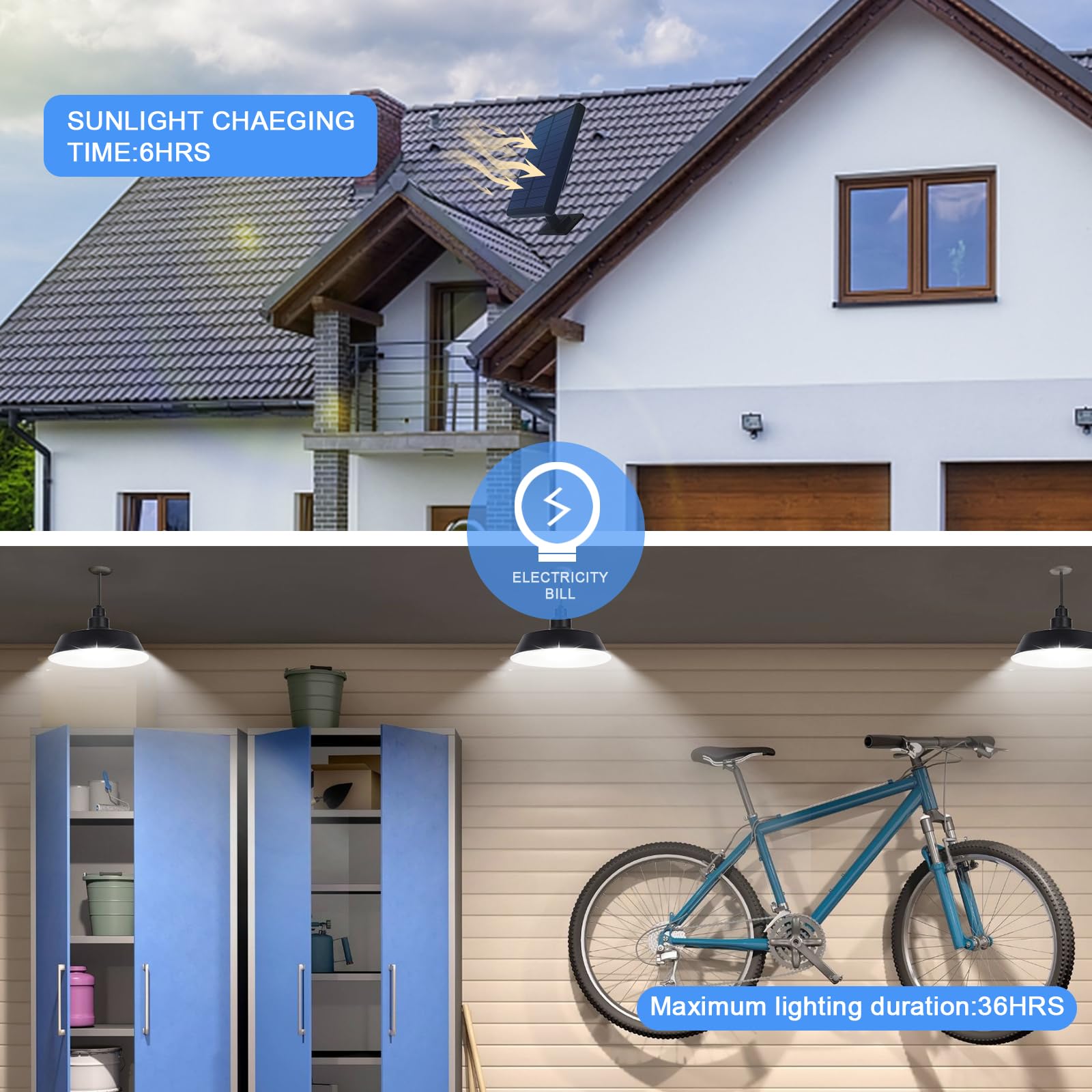 Guyulux Led Solar Pendant Lights, 2 Pack, 360° Adjustable, Remote Control, Ip65 Waterproof, Black, Model Yuu-T28