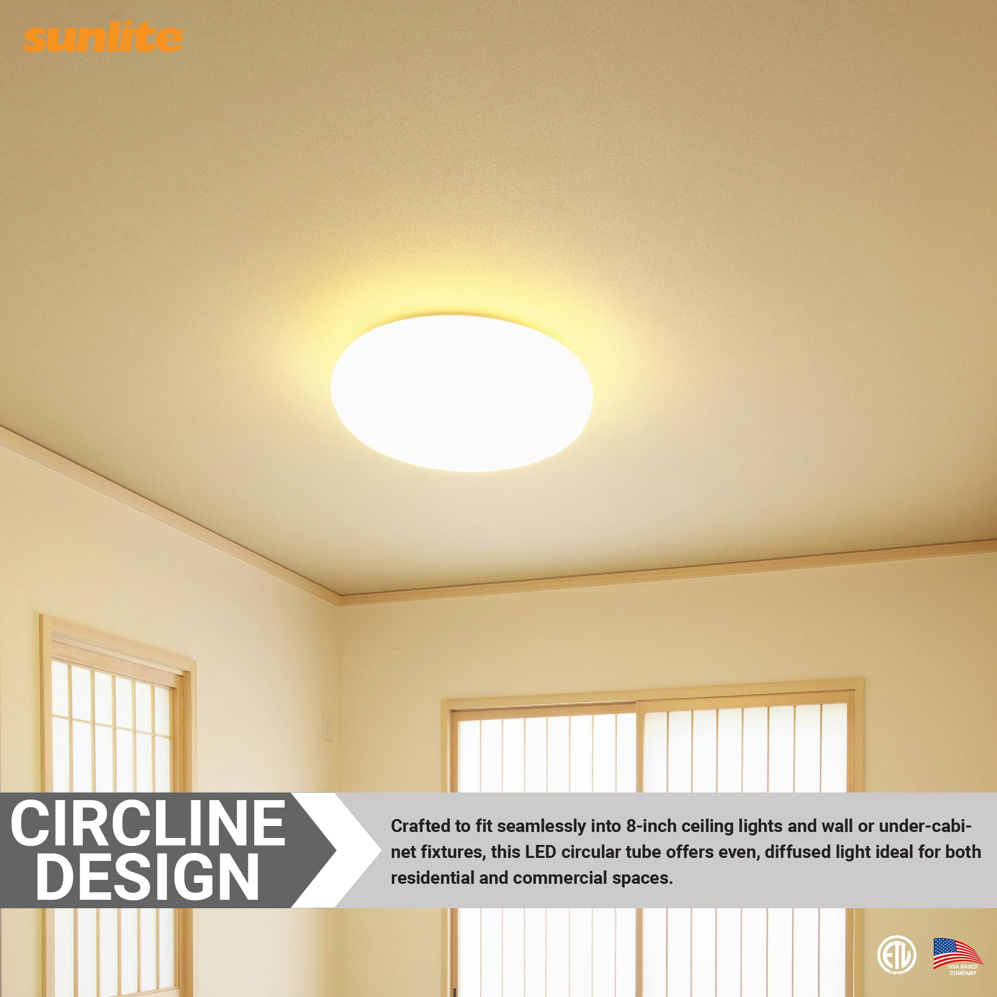 Sunlite 8'' T9 Led Circline Bulb, 11W, 120-277V, Non-Dimmable, 1100 Lmns, G10Q 4-Pin Base, Cct Selectable 30K/40K/50K/65K, Etl L