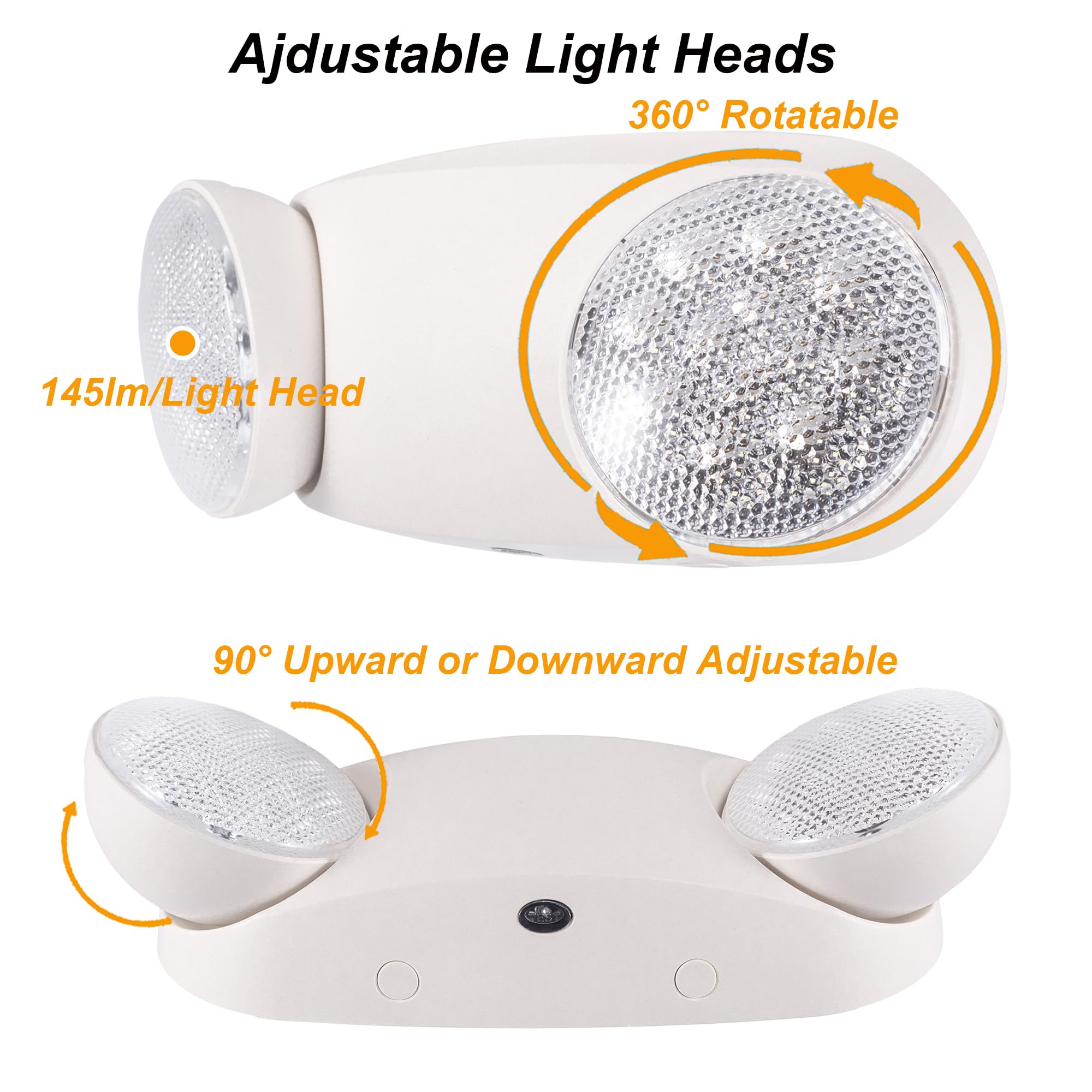 Gruenlich Led Emergency Light, Exit Lighting Fixtures With 2 Led Bug Eye Heads And Back Up Batteries, Ul 924 Qualified, 120/277 Voltage, 4-Pack