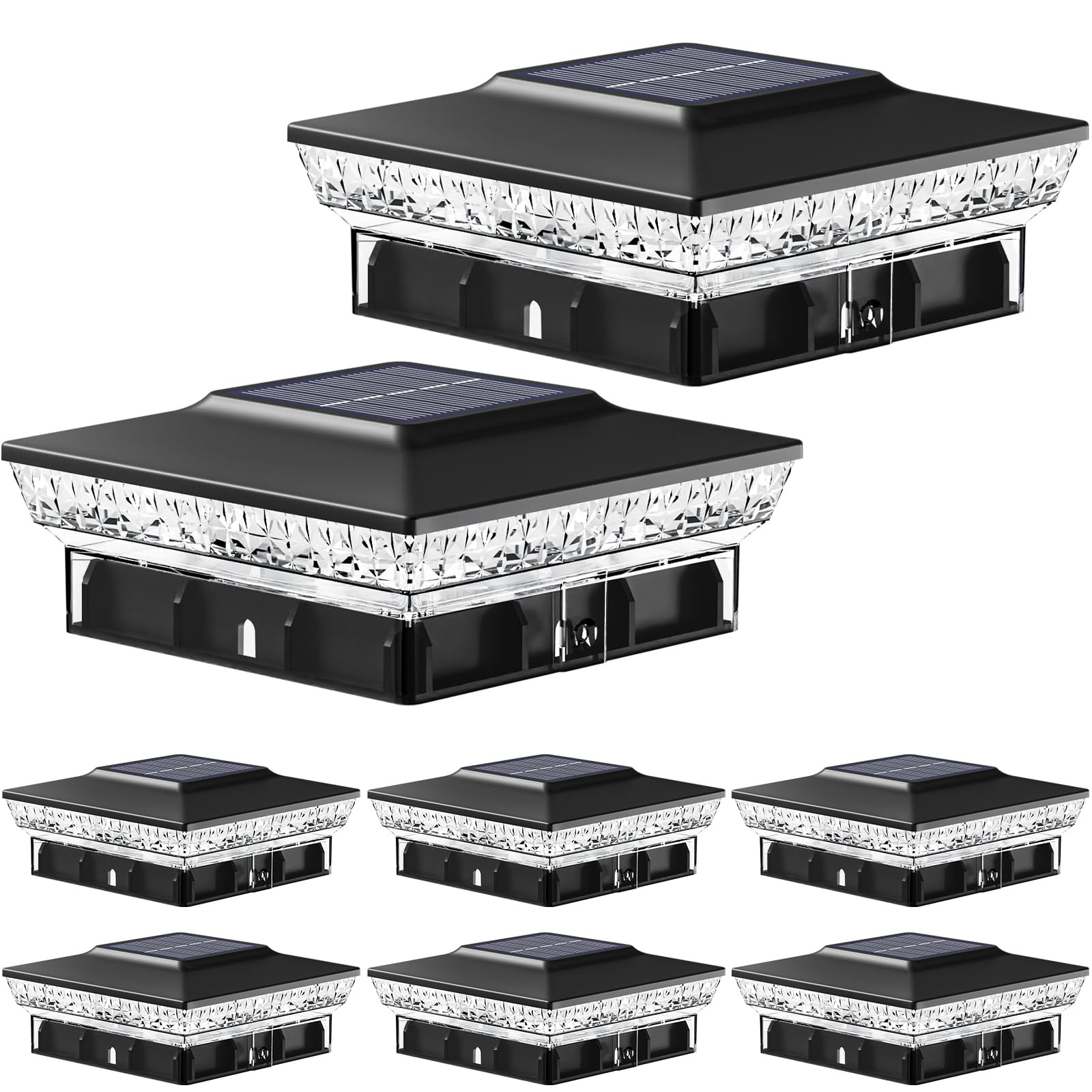 btfarm 8 Pack Solar Post Cap Lights Outdoor, 2 Color Modes 16 LED Fence Post Lights Fit 4x4 3.5x3.5 Wooden/Vinyl, Bright Waterpr