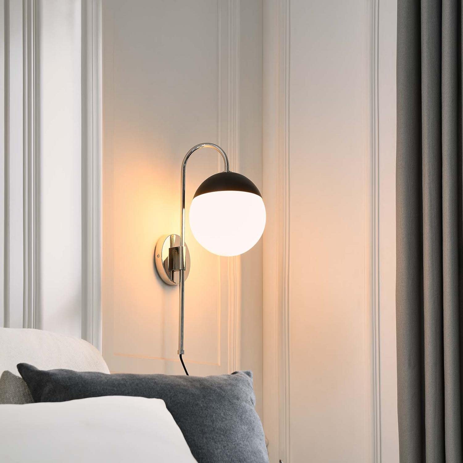 Modway Stellar 1-Light Wall Sconce in Opal Polished Nickel, 7 x 9.5 x 20