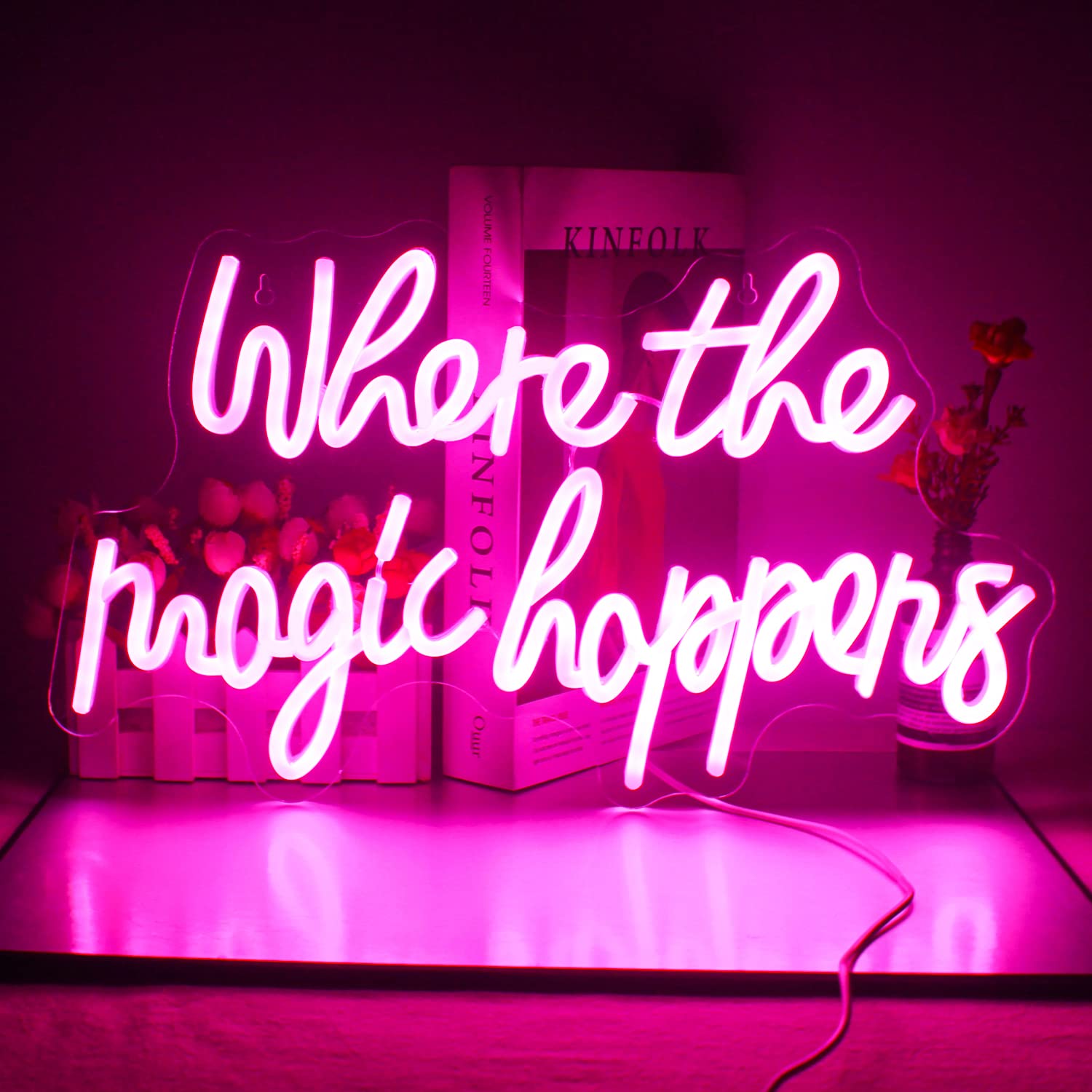 FAXFSIGN Neon Sign - Pink LED Light for Wall Decor, 43 x 25 cm, USB Powered, Indoor Use, Perfect for Bedroom, Salon, Wedding, and Parties