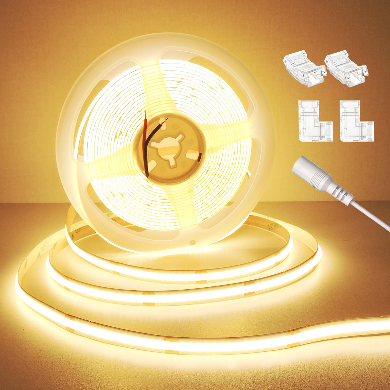 Gxilee Cob Light Strip Cri 93+ Flexible Uniform Warm Led Strip Lights 24V 16.4Ft Non-Waterproof For Cabinet, Bedroom, Kitchen Cl